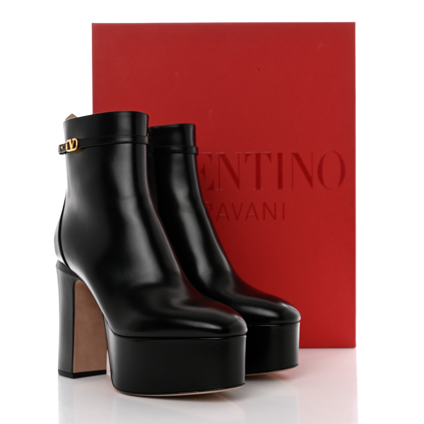 Calfskin Tan-Go Platform 50/120mm Ankle Boots 39.5 Black