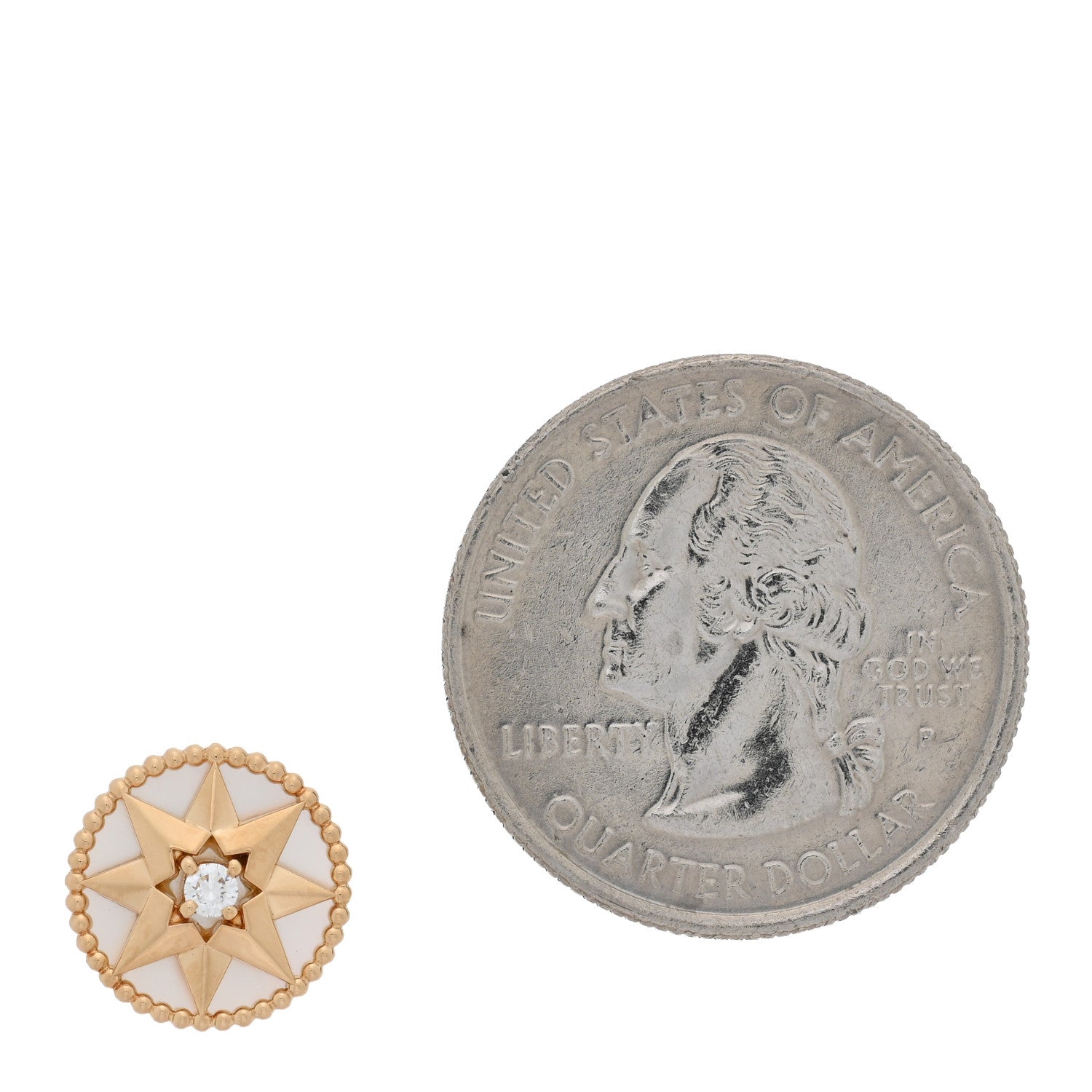Christian Dior 18K Yellow Gold Diamond Mother Of Pearl Medium Rose Des Vents Single Earring 2 of 5