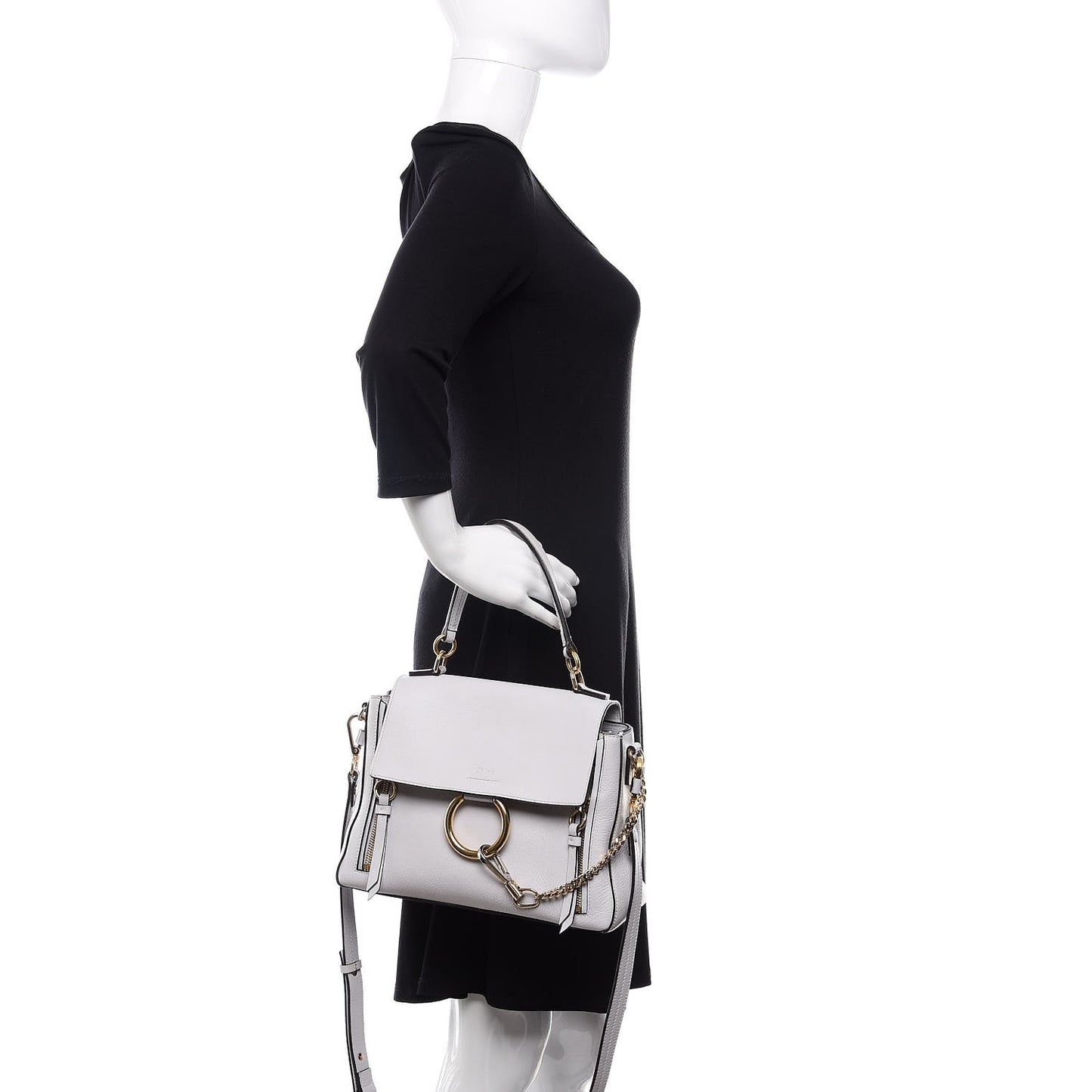 Calfskin Small Faye Day Shoulder Bag Light Cloud