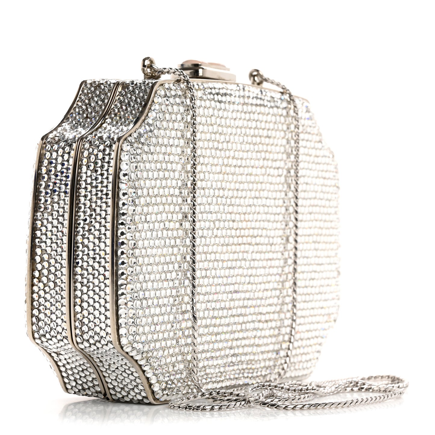 Swarovski Crystal Minaudiere Clutch Silver