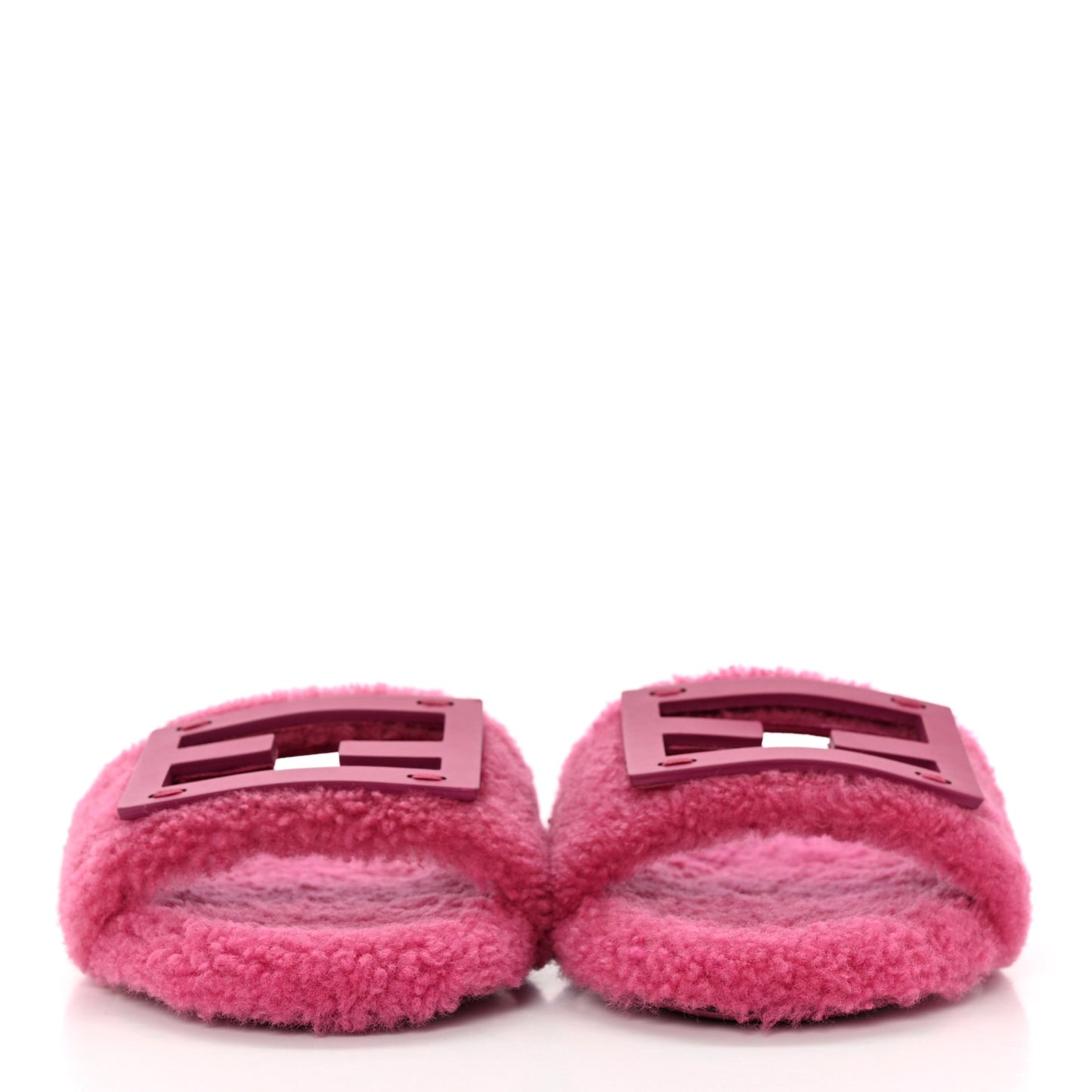 Shearling FF Baguette Slide Sandals 36.5 Pink