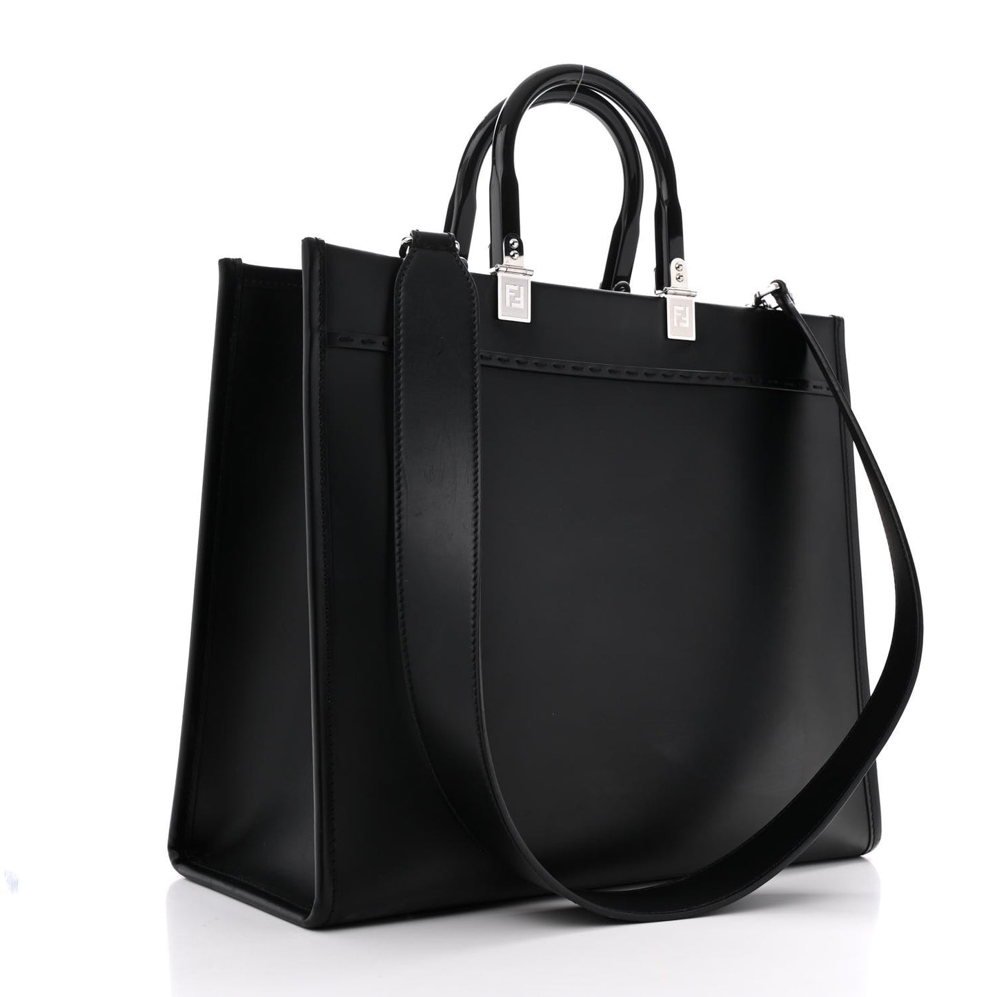 Vitello King Plexiglass Medium Fendi Sunshine Shopper Tote Black White