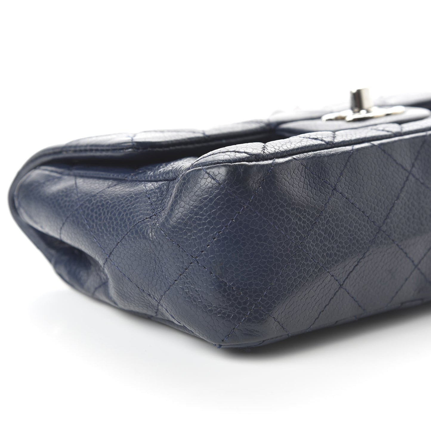 Caviar Quilted Mini Rectangular Flap Navy