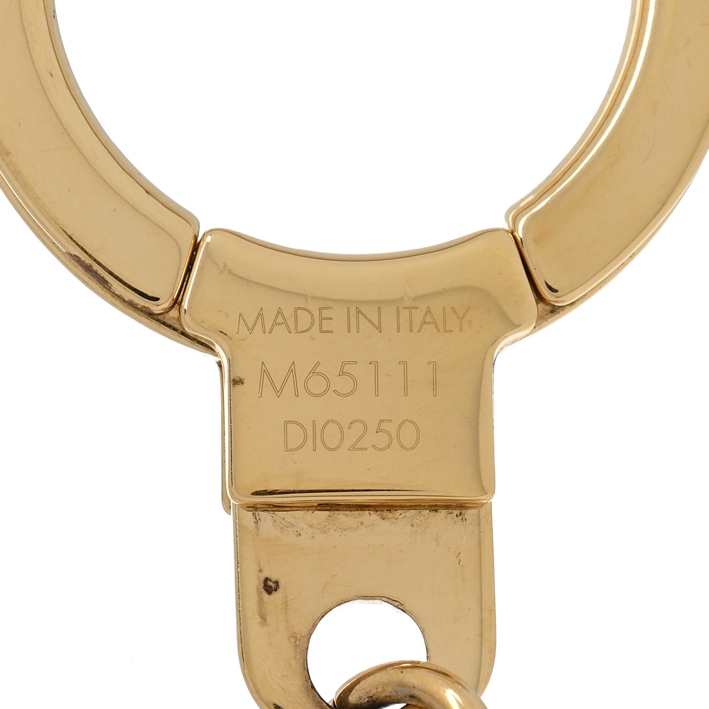 Brass Enamel Fleur De Monogram Bag Charm Chain Gold