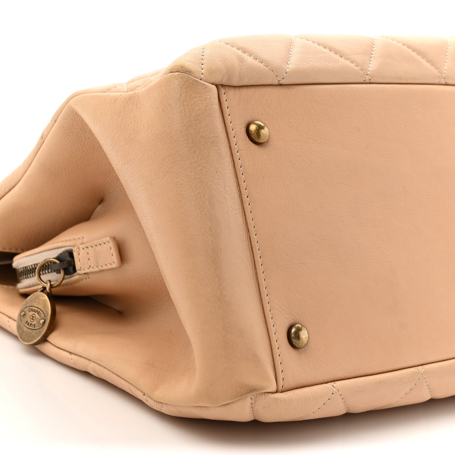 Chanel Calfskin Quilted Large CC Crown Tote Beige 9 of 18
