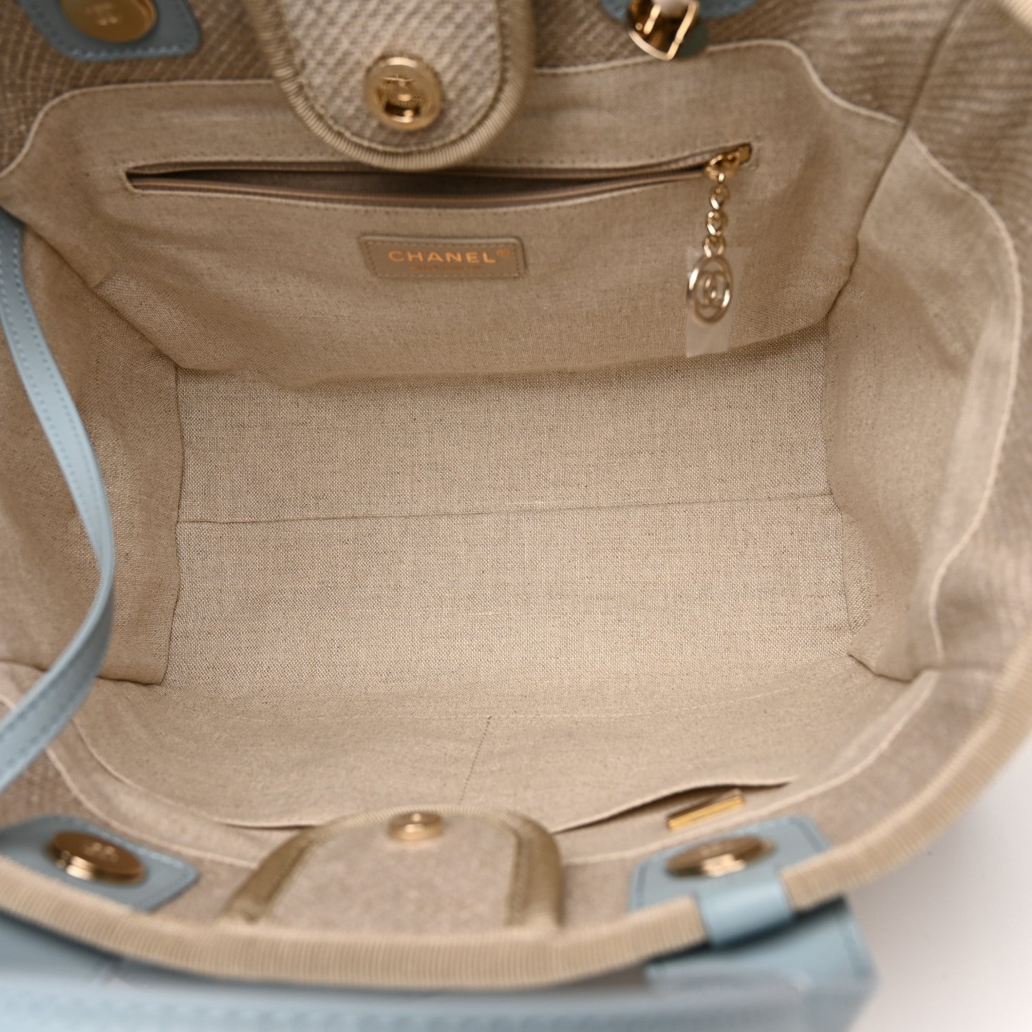 Mixed Fibers Small Deauville Tote Blue Beige