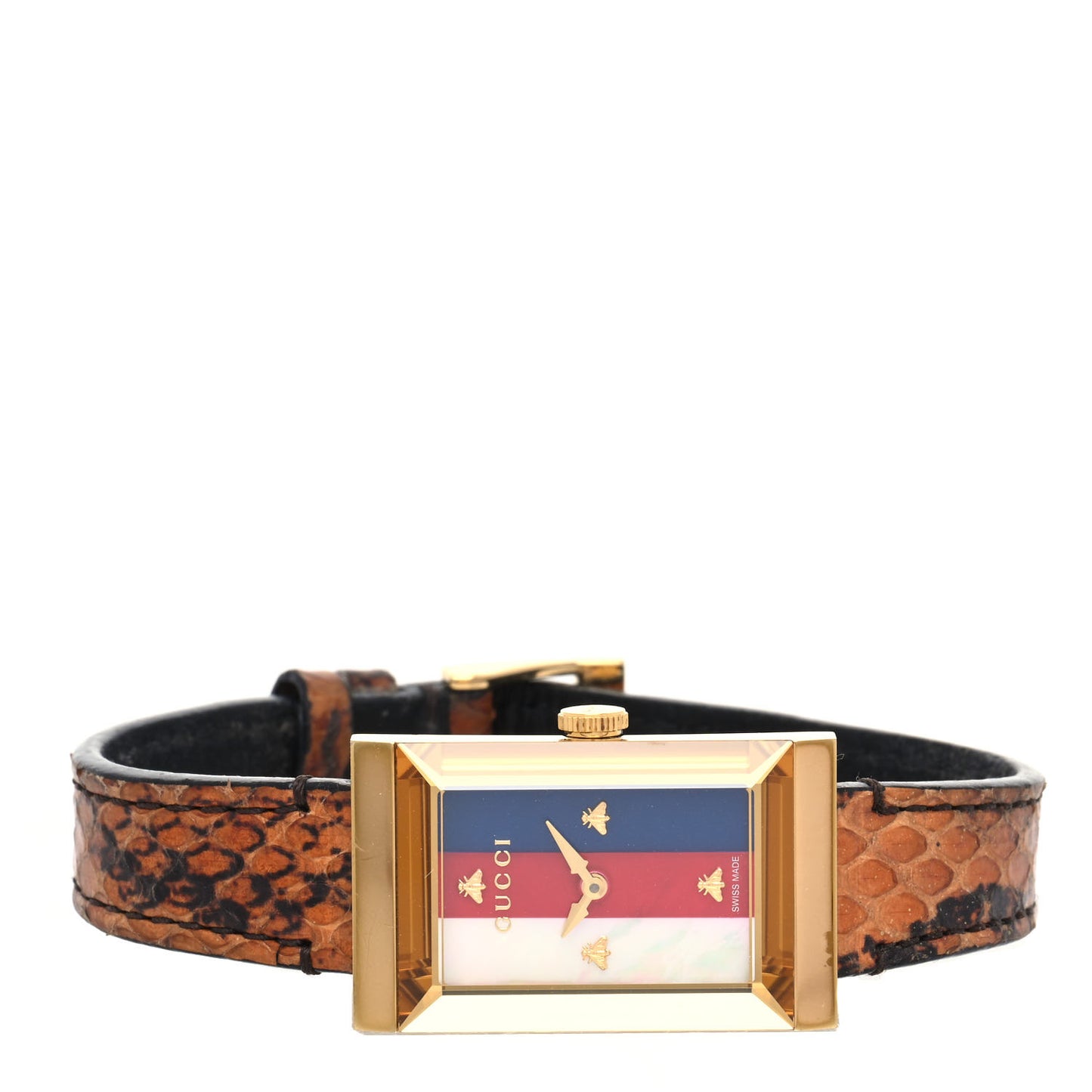 Stainless Steel Lizard Mother of Pearl 21mm Web G-Frame Quartz Watch Blue