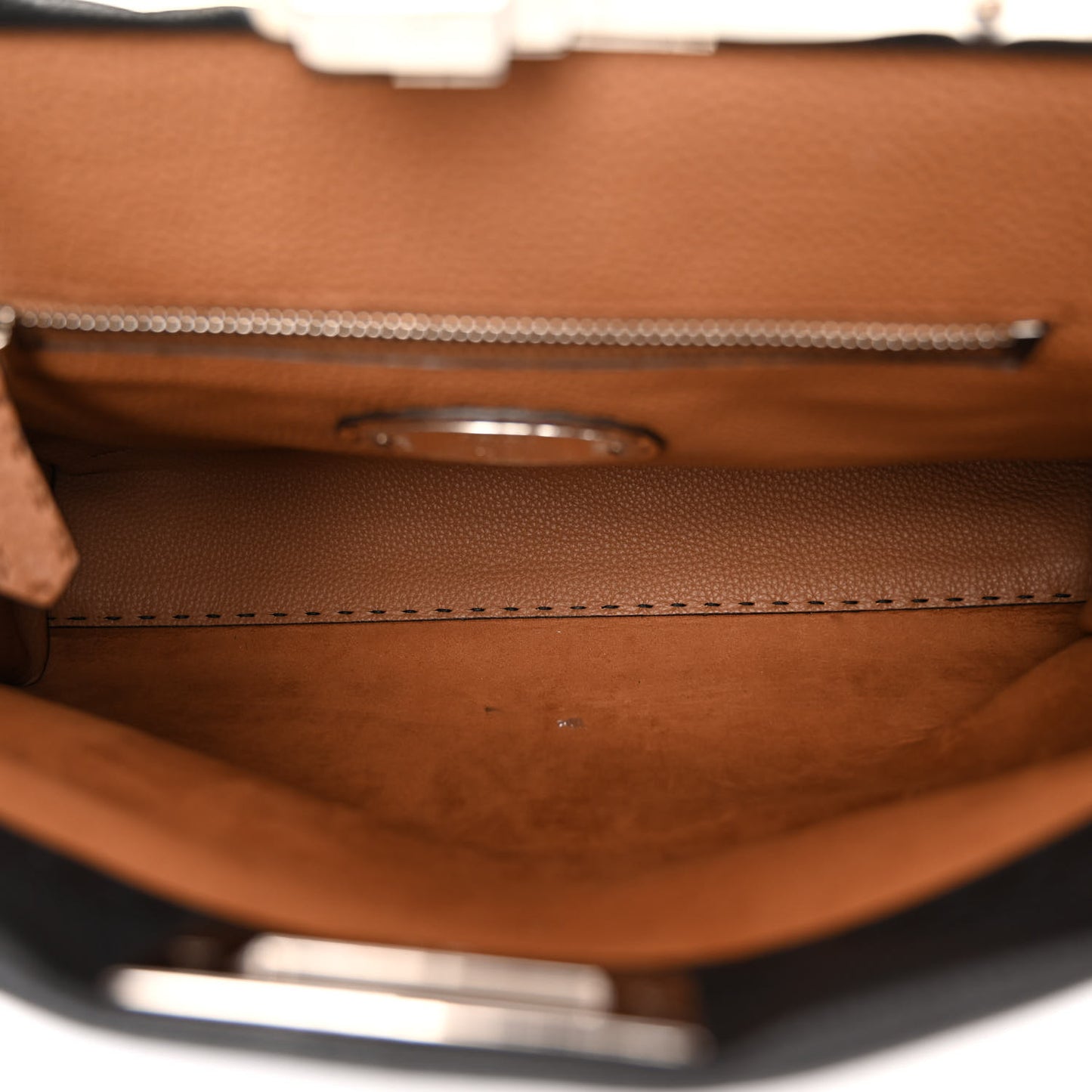 Cuoio Romano Selleria Bi-Color Large Peekaboo Iconic Satchel Black Mou