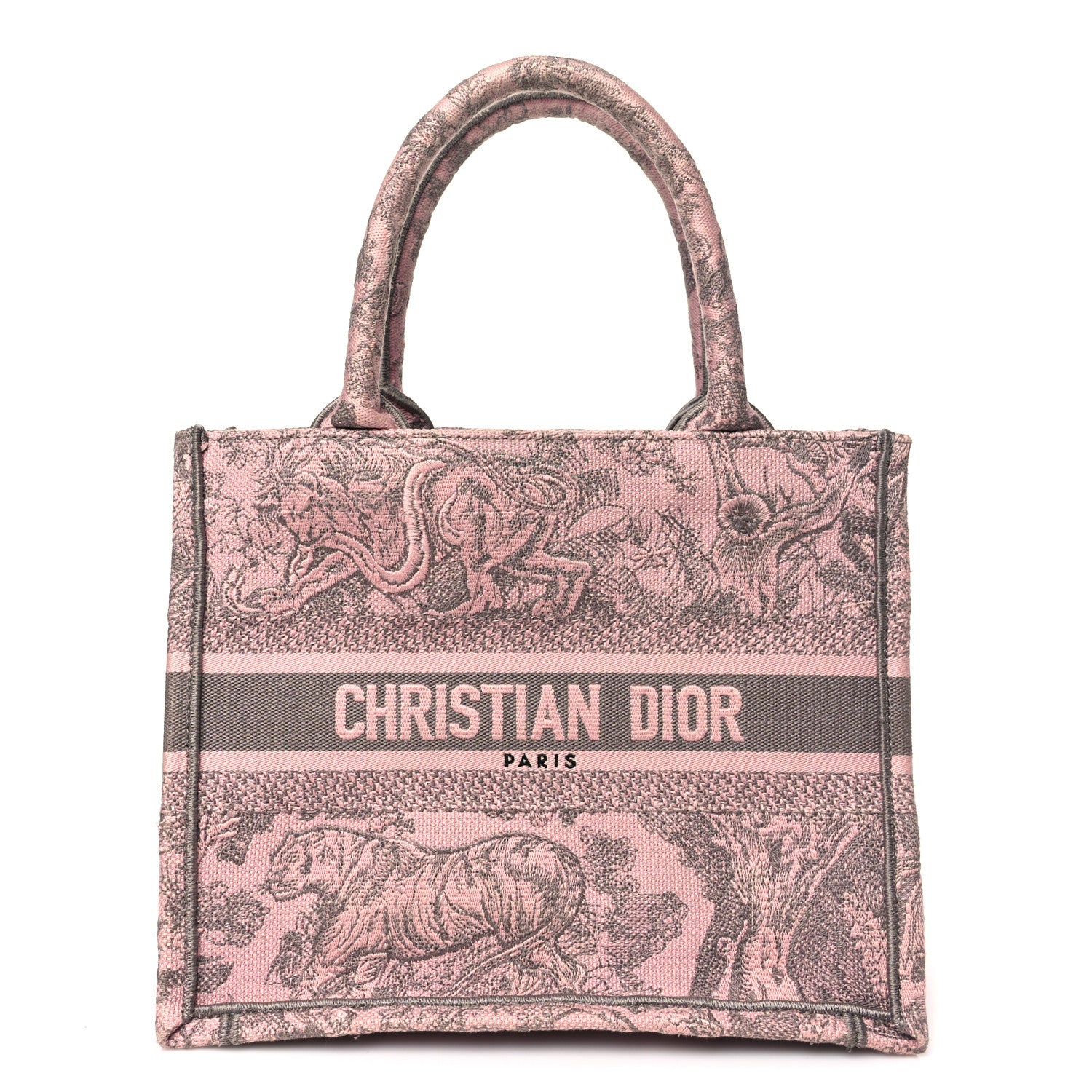 FASHIONPHILE Canvas Embroidered Small Dioriviera Toile De Jouy Book Tote Pink 1 of 10