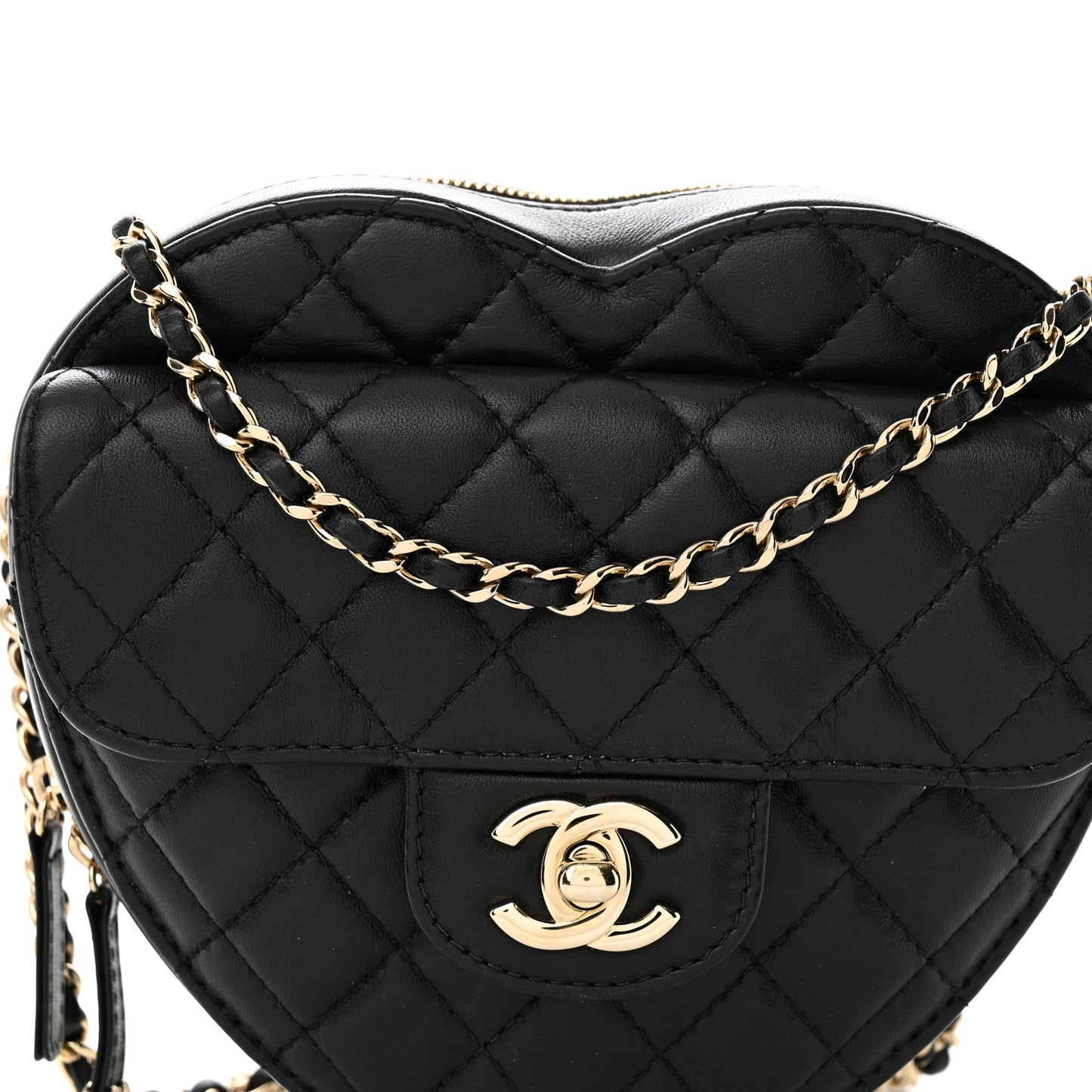 Lambskin Quilted CC In Love Heart Bag Black