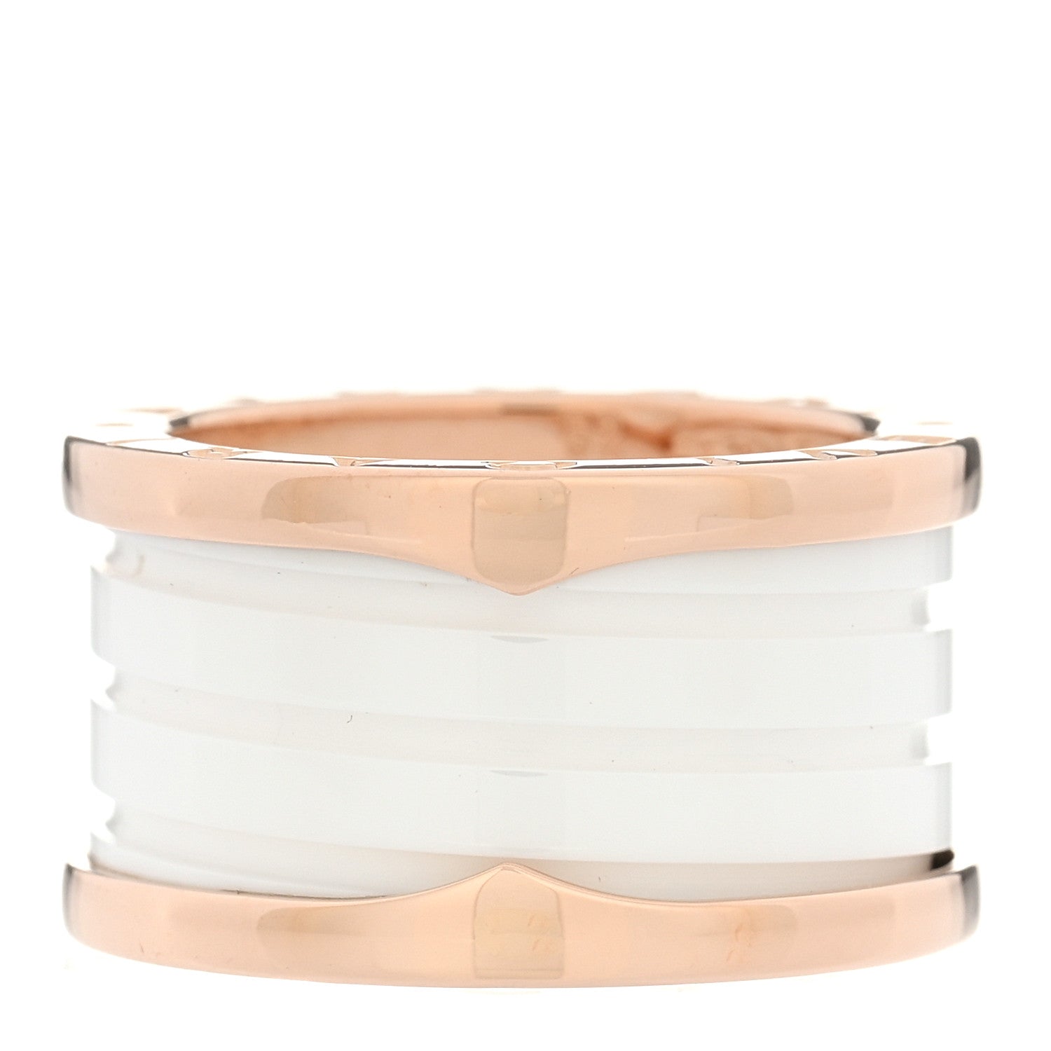 Bulgari 18K Rose Gold White Ceramic B.Zero1 Four-Band Ring 52 6 1 of 5