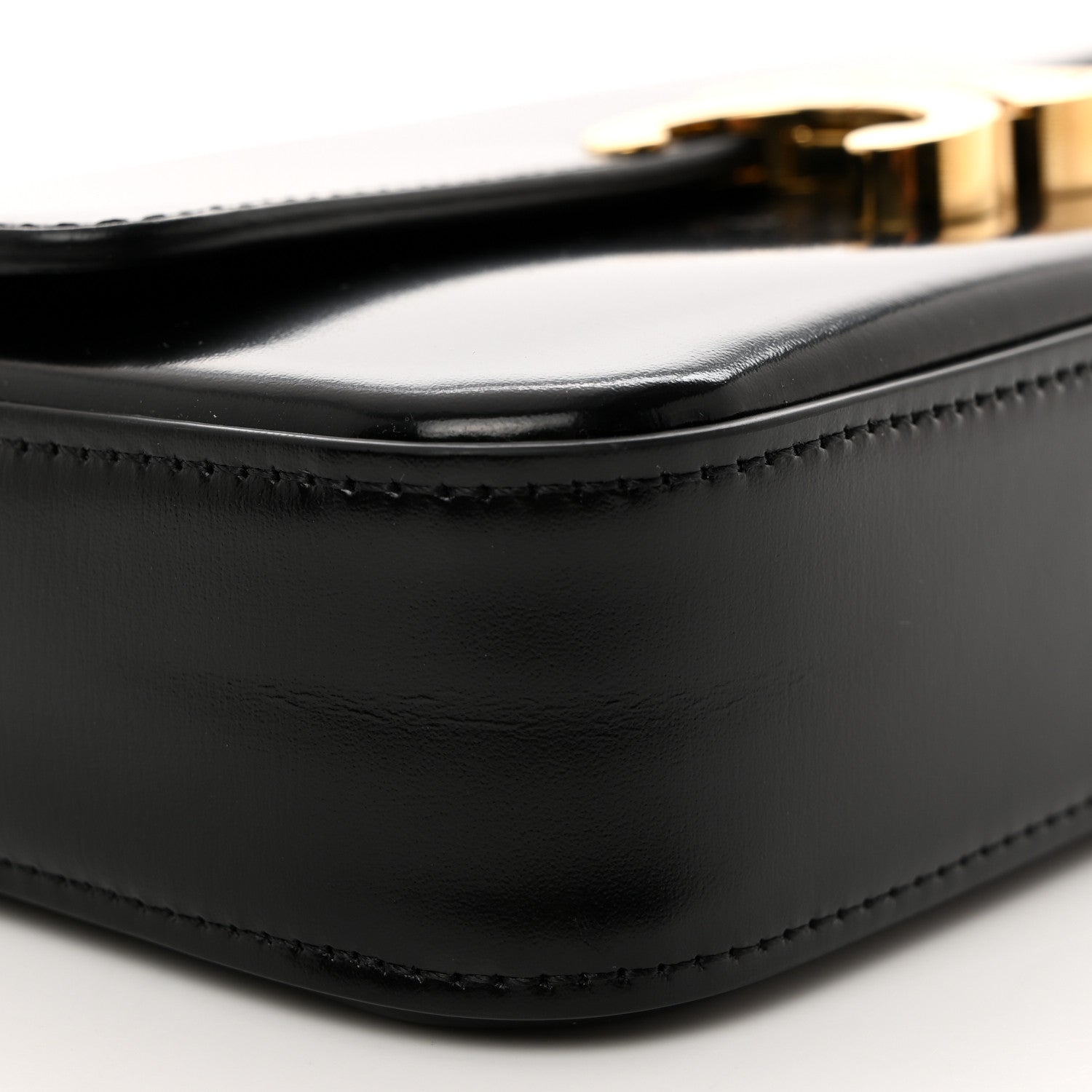 Celine Shiny Calfskin Triomphe Chain Shoulder Bag Black 9 of 10