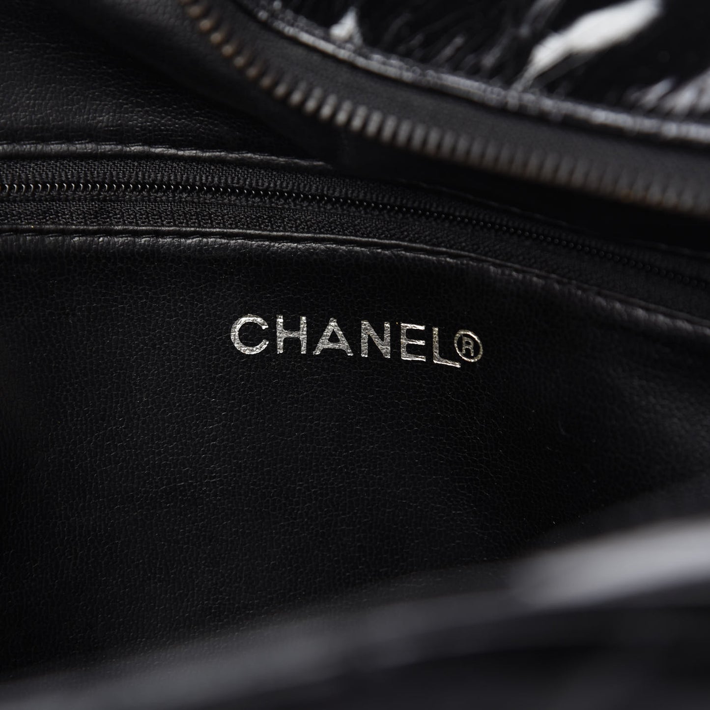 Patent Quilted Shoulder Bag Black