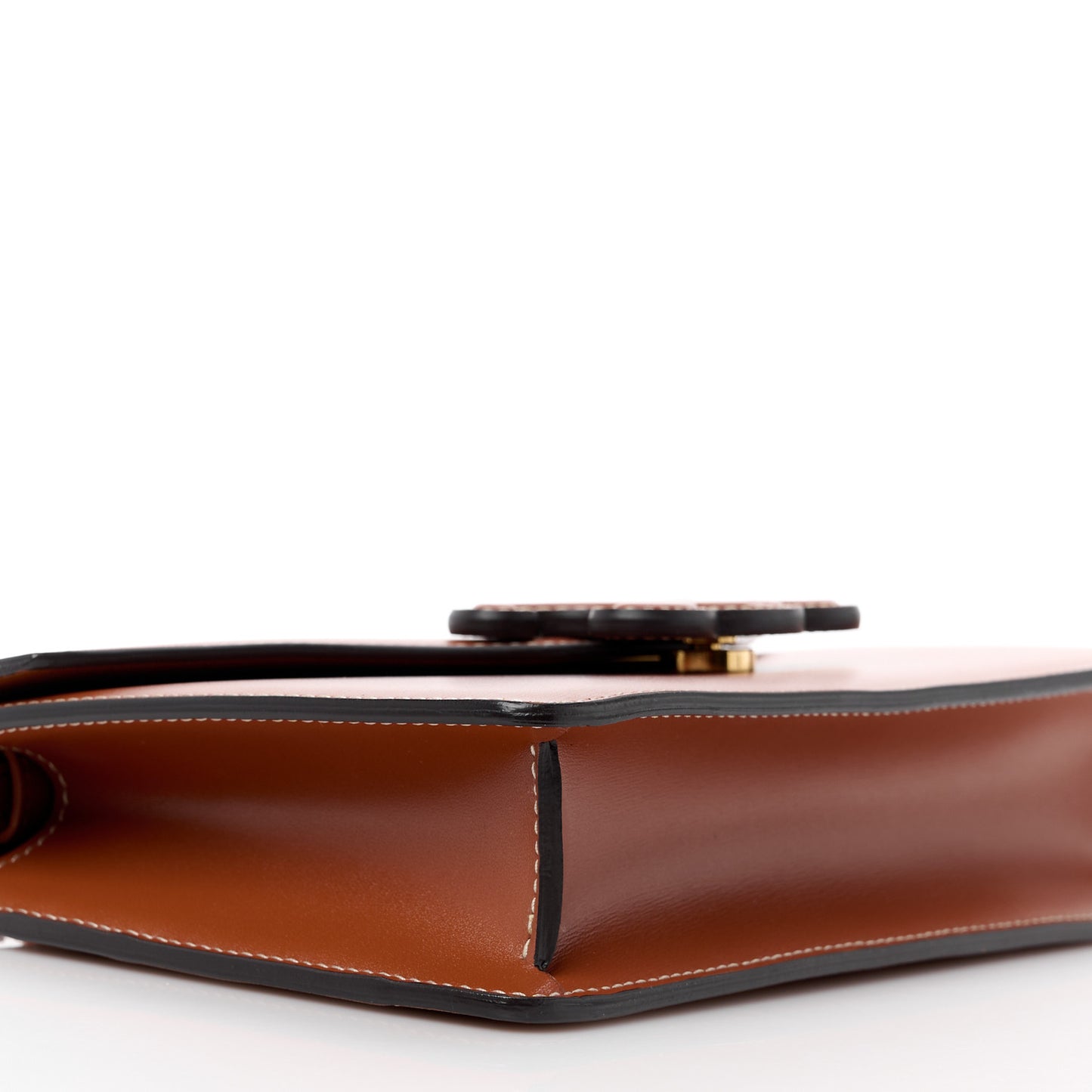 Shiny Calfskin Triomphe Margo Wallet on Chain Gold