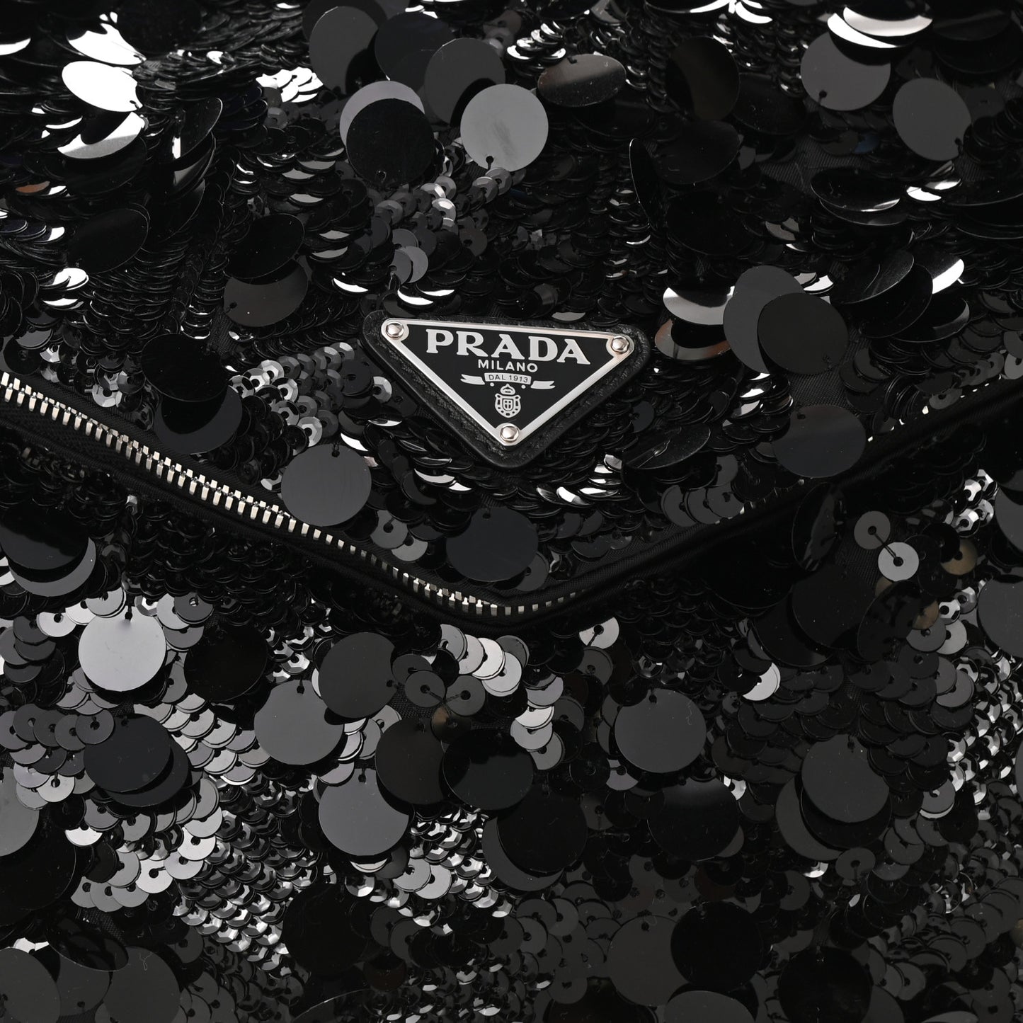 Paillettes Vitello Signaux Bag Black