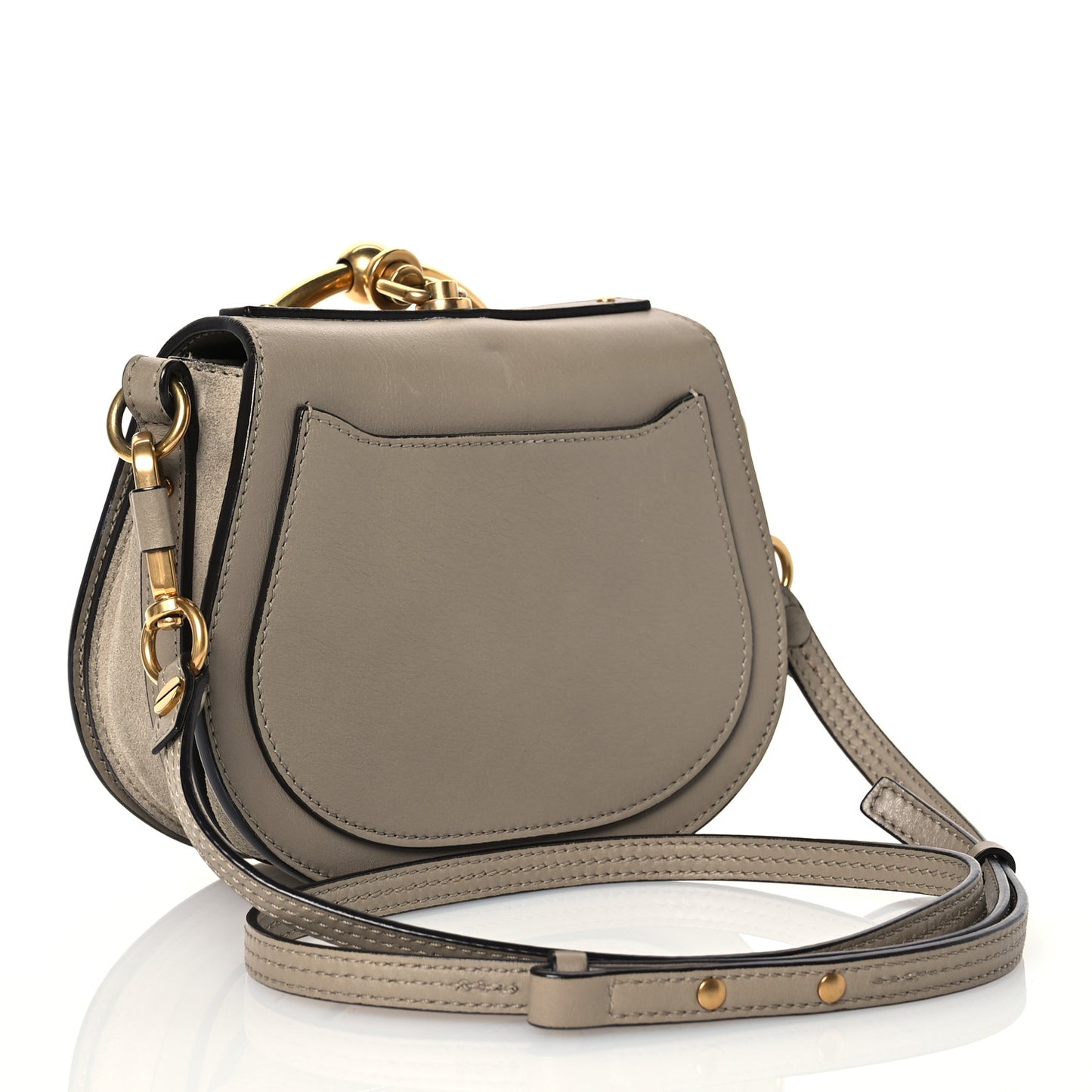 Calfskin Suede Small Nile Bracelet Bag Motty Grey