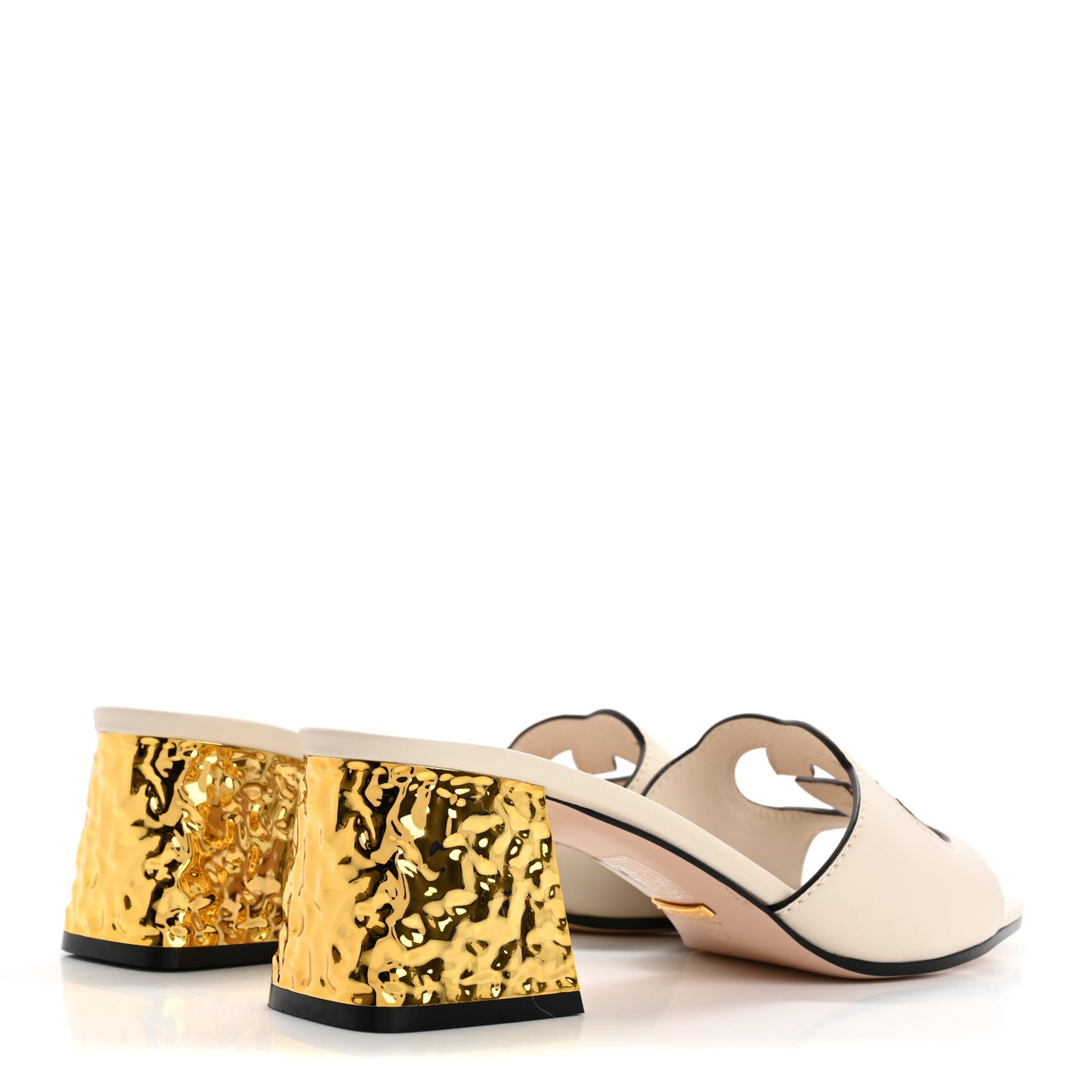 Cosmos Softy Calfskin Interlocking G Cut Out 55mm Slide Sandals 40.5 Mystic White
