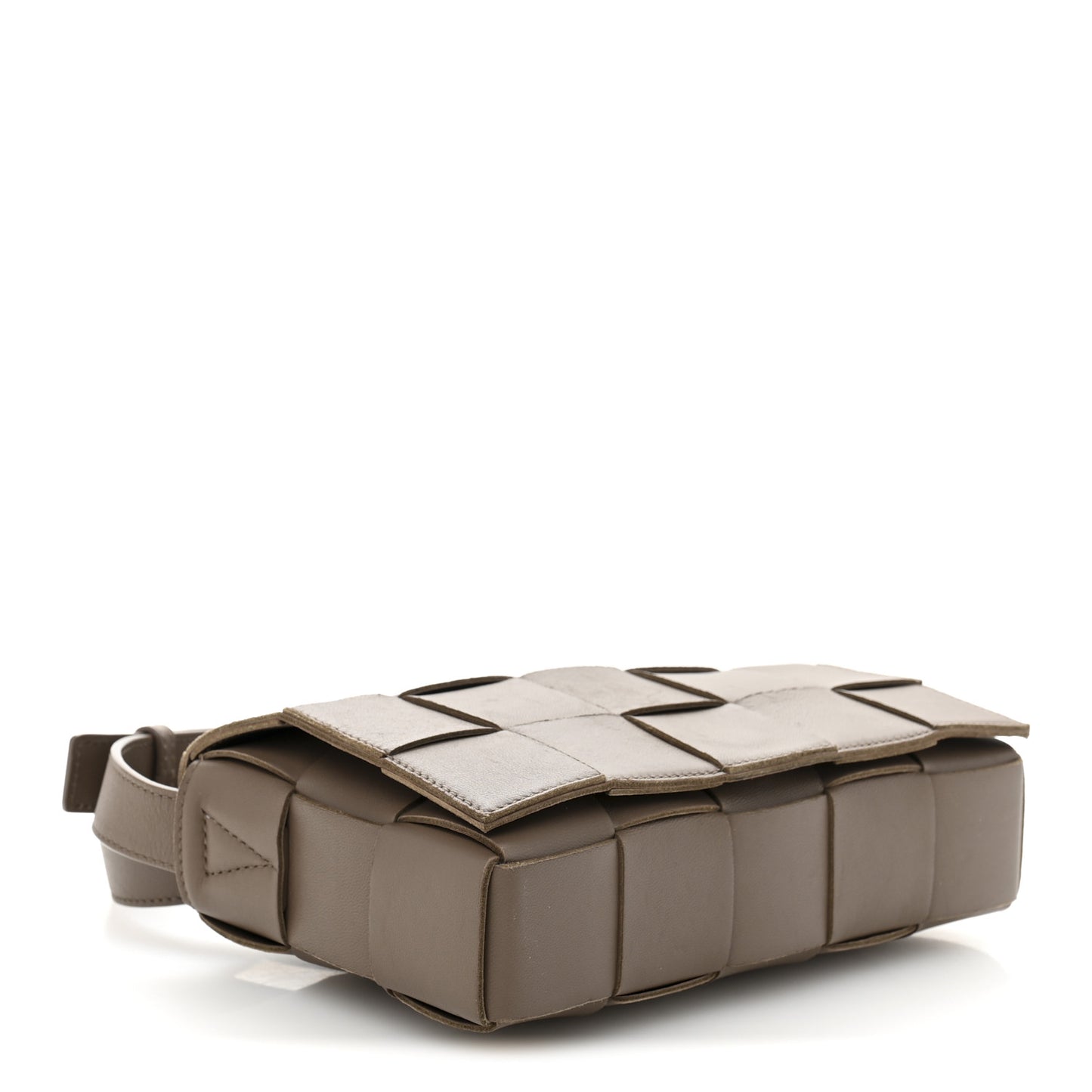 Lambskin Maxi Intreccio Cassette Crossbody Bag Taupe Grey