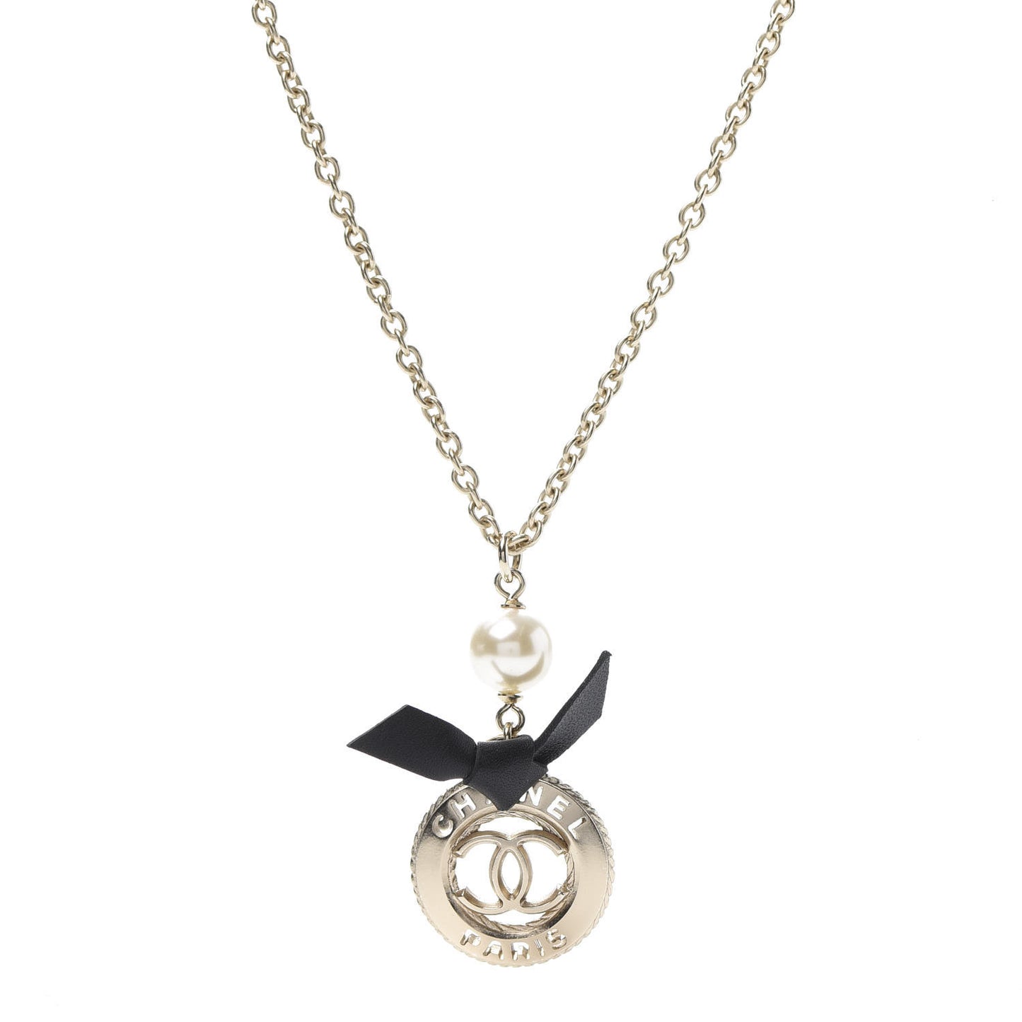 Pearl CC Medallion Necklace Gold