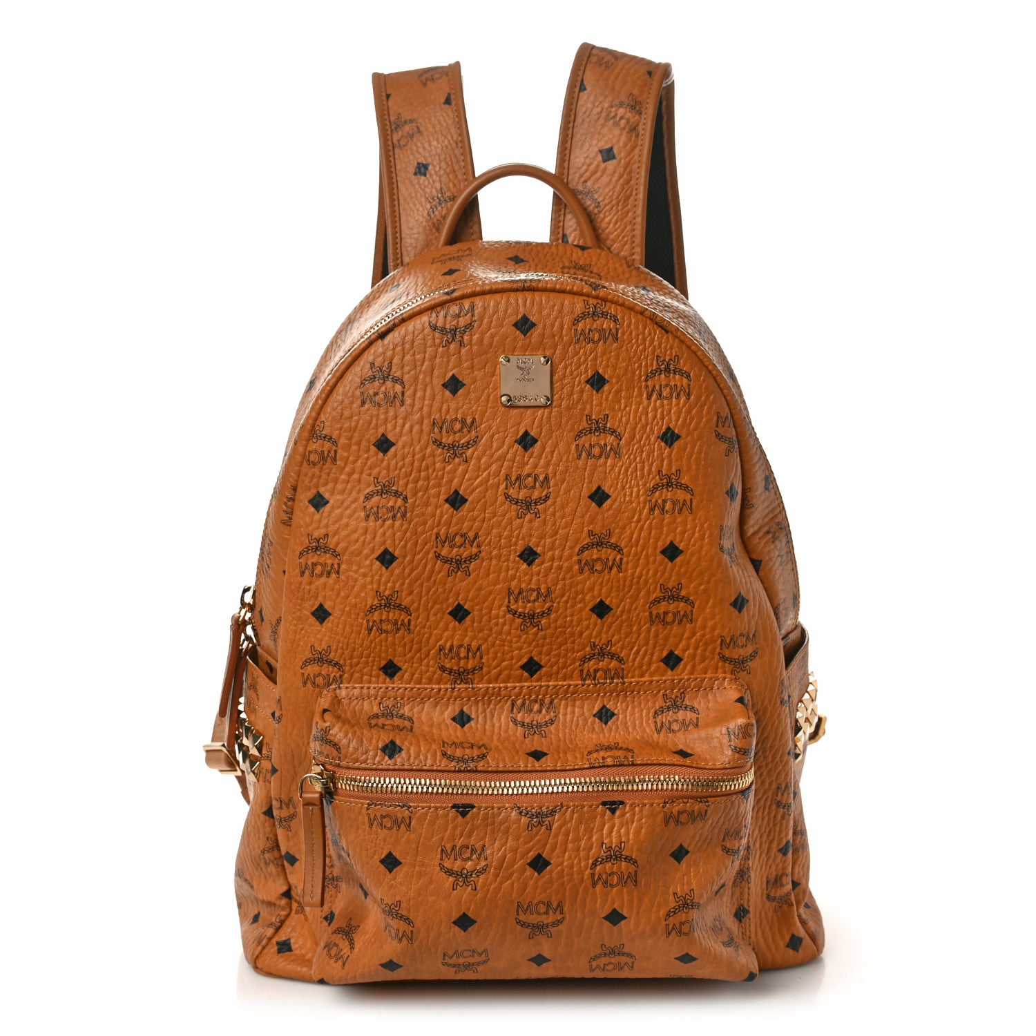 MCM Visetos Medium Side Studs Stark Backpack Cognac 1 of 10