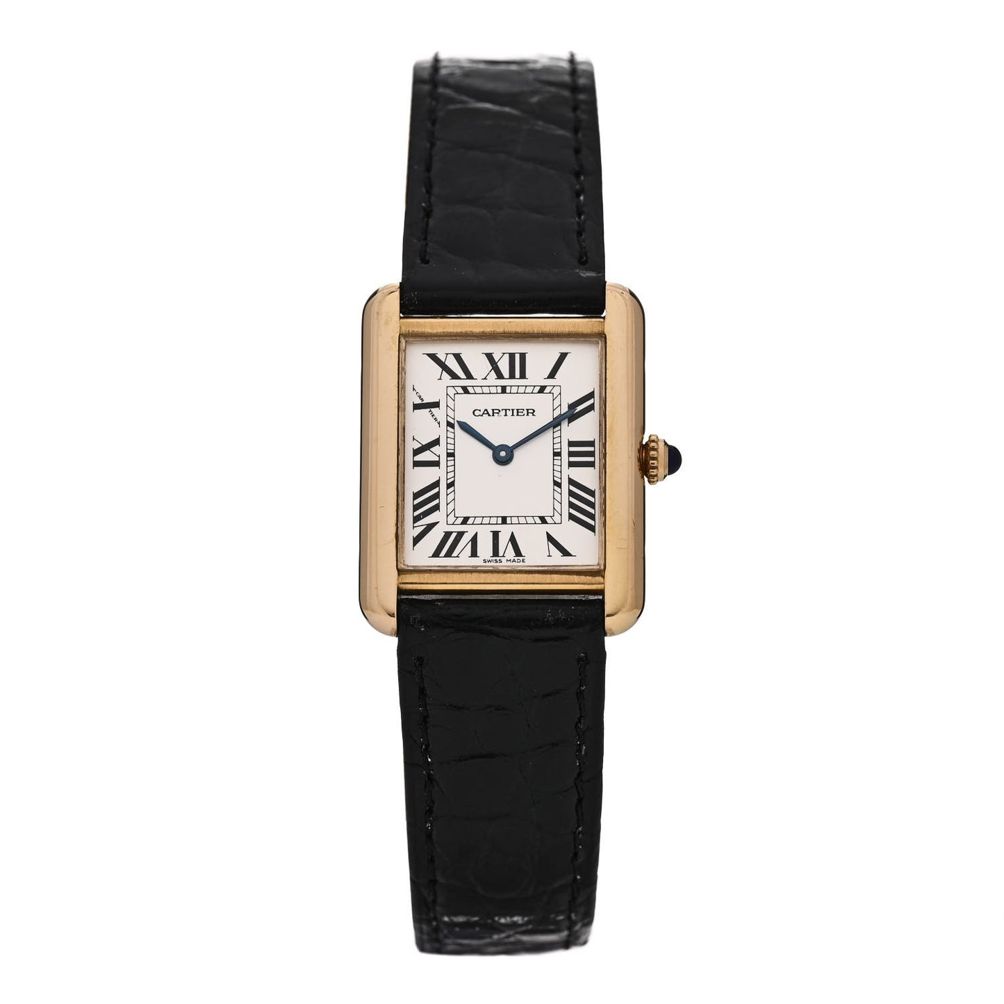 Stainless Steel 18K Yellow Gold Alligator 24mm Tank Solo Quartz Watch
