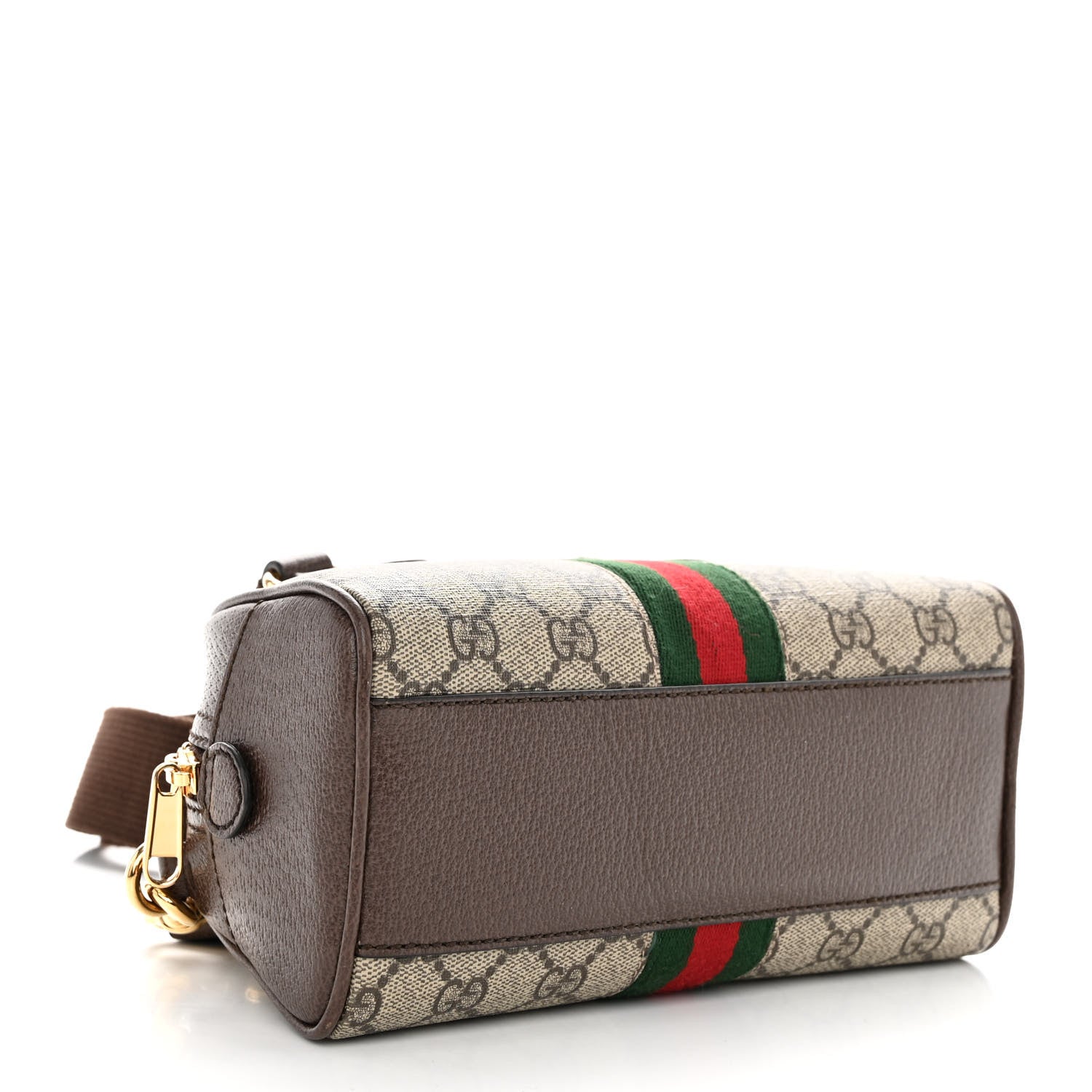Gucci GG Supreme Monogram Textured Dollar Calfskin Web Mini Ophidia Top Handle Bowler Bag Beige Ebony New Acero 4 of 9