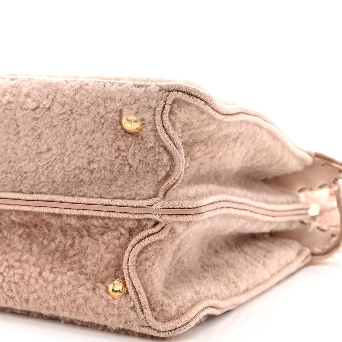 Curly Shearling Shiny Nappa Medium Peekaboo I SEE U Satchel Rosa Plaster