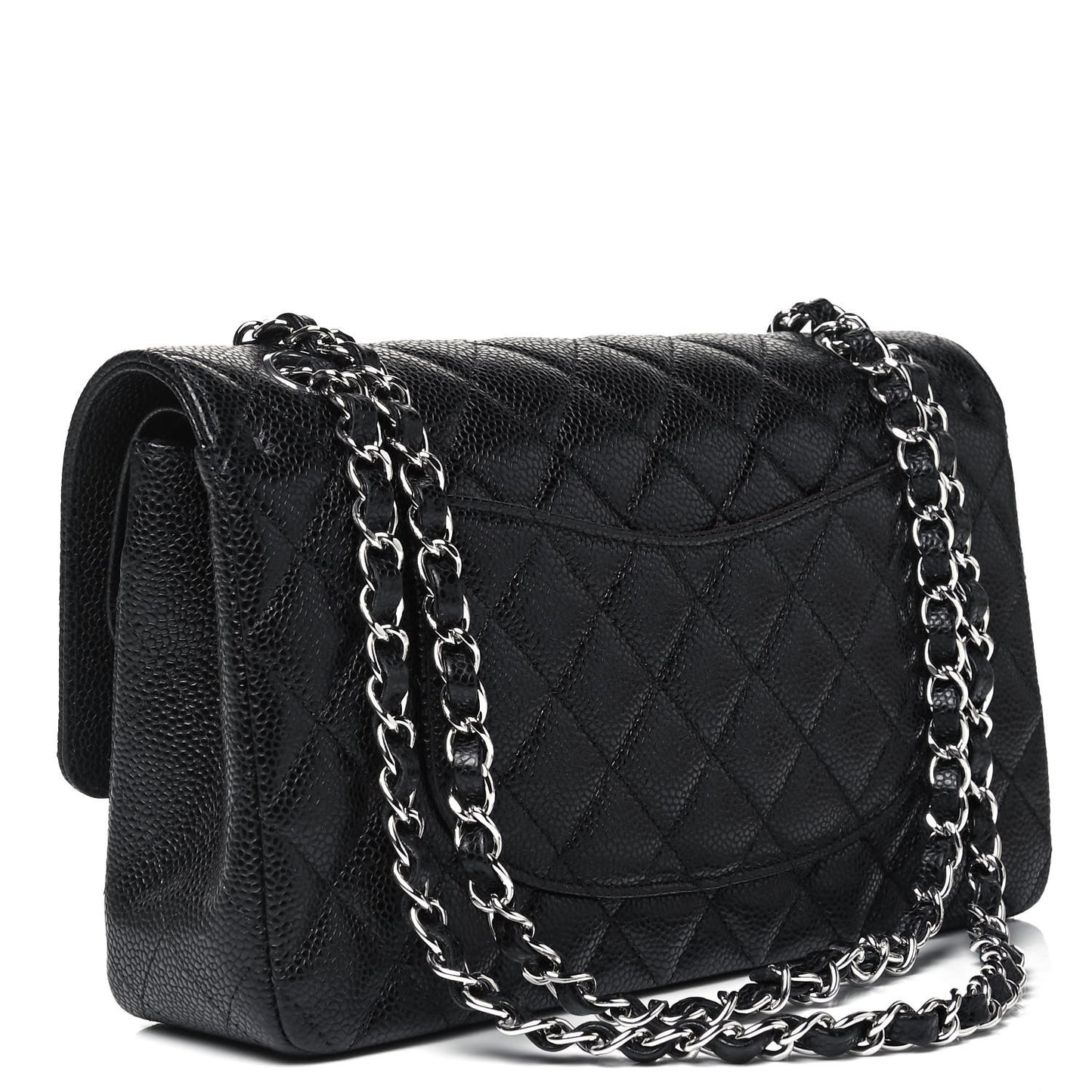 Caviar Quilted Medium Double Flap Black