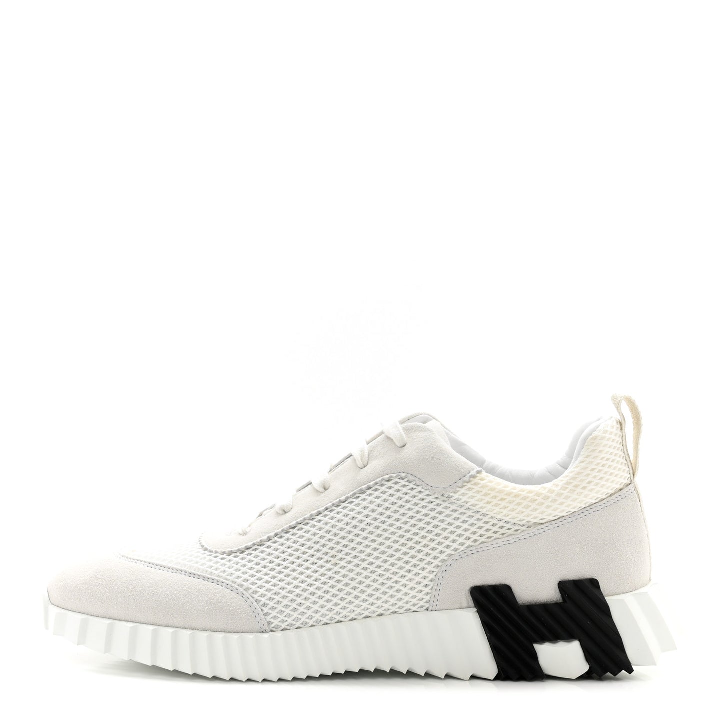 Air Mesh Suede Goatskin Bouncing Sneakers 44 White Black