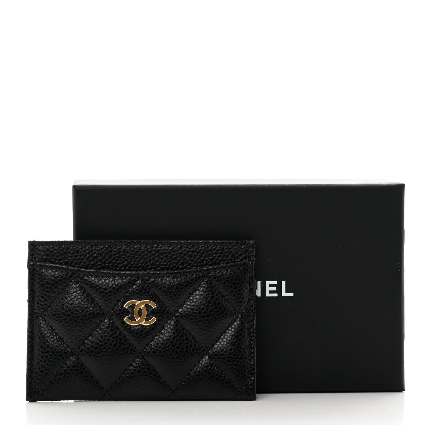 Caviar Quilted Card Holder Black