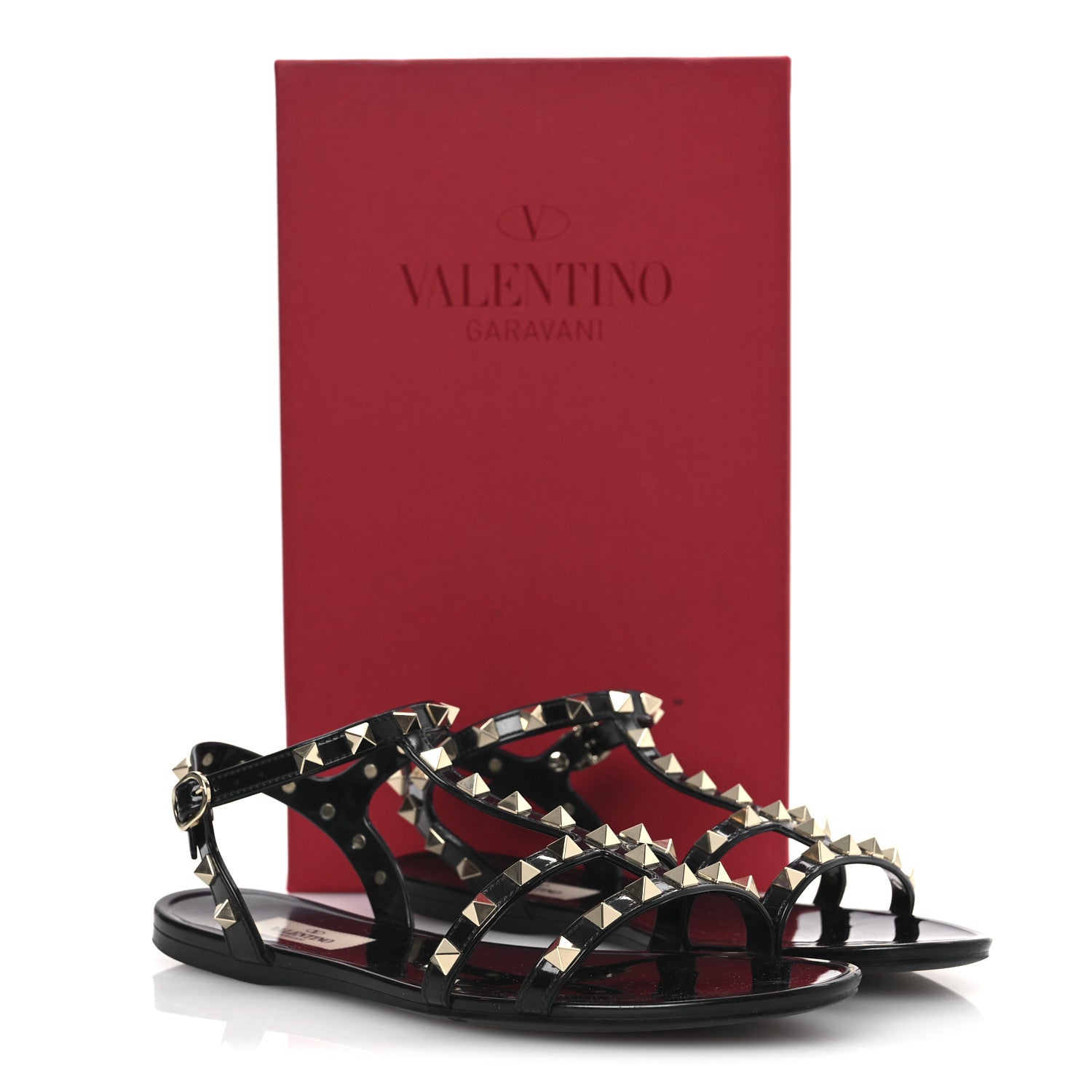Valentino Garavani PVC Jelly Rockstud Caged Sandals 39 Black 10 of 10