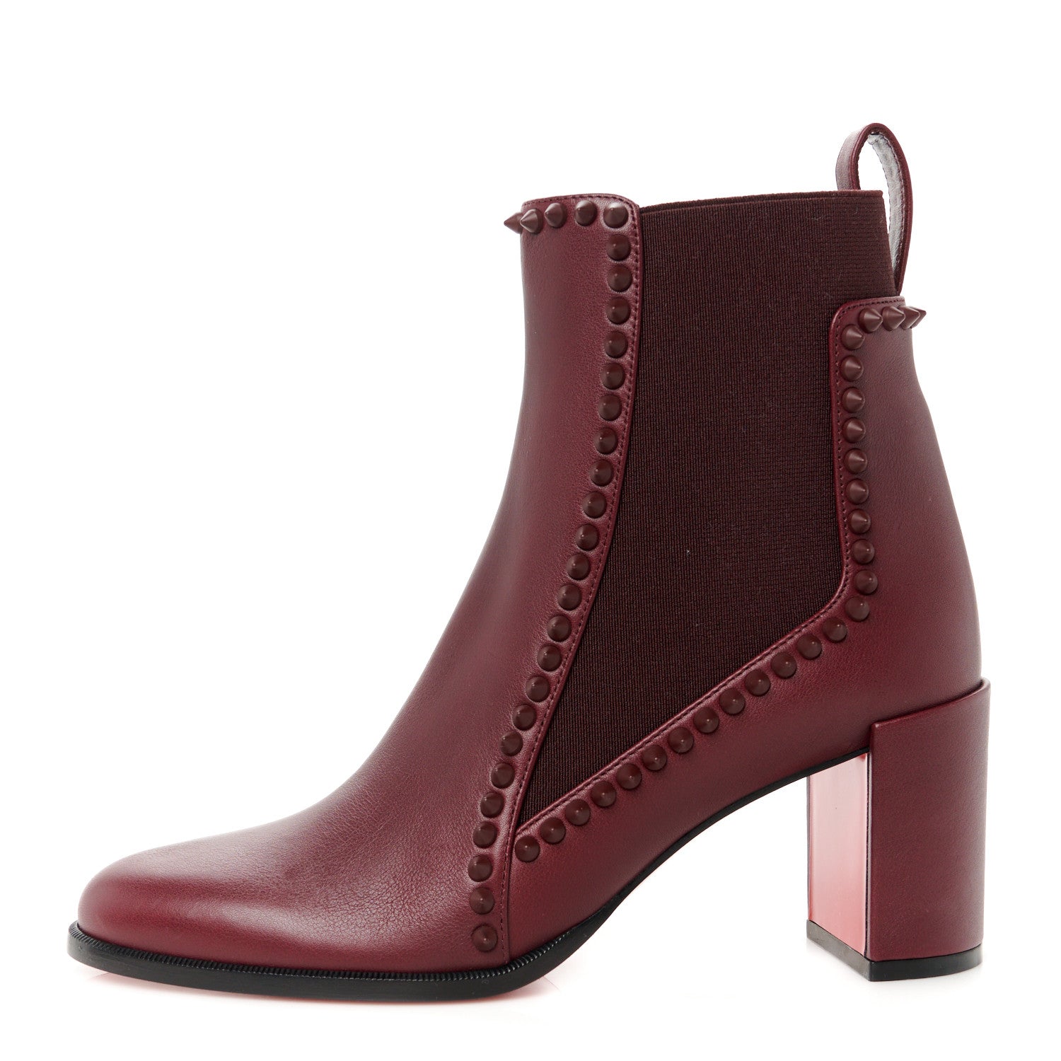 Christian Louboutin Calfskin Out Line Spike Lug 70 Boots 36.5 Bordeaux 1 of 8