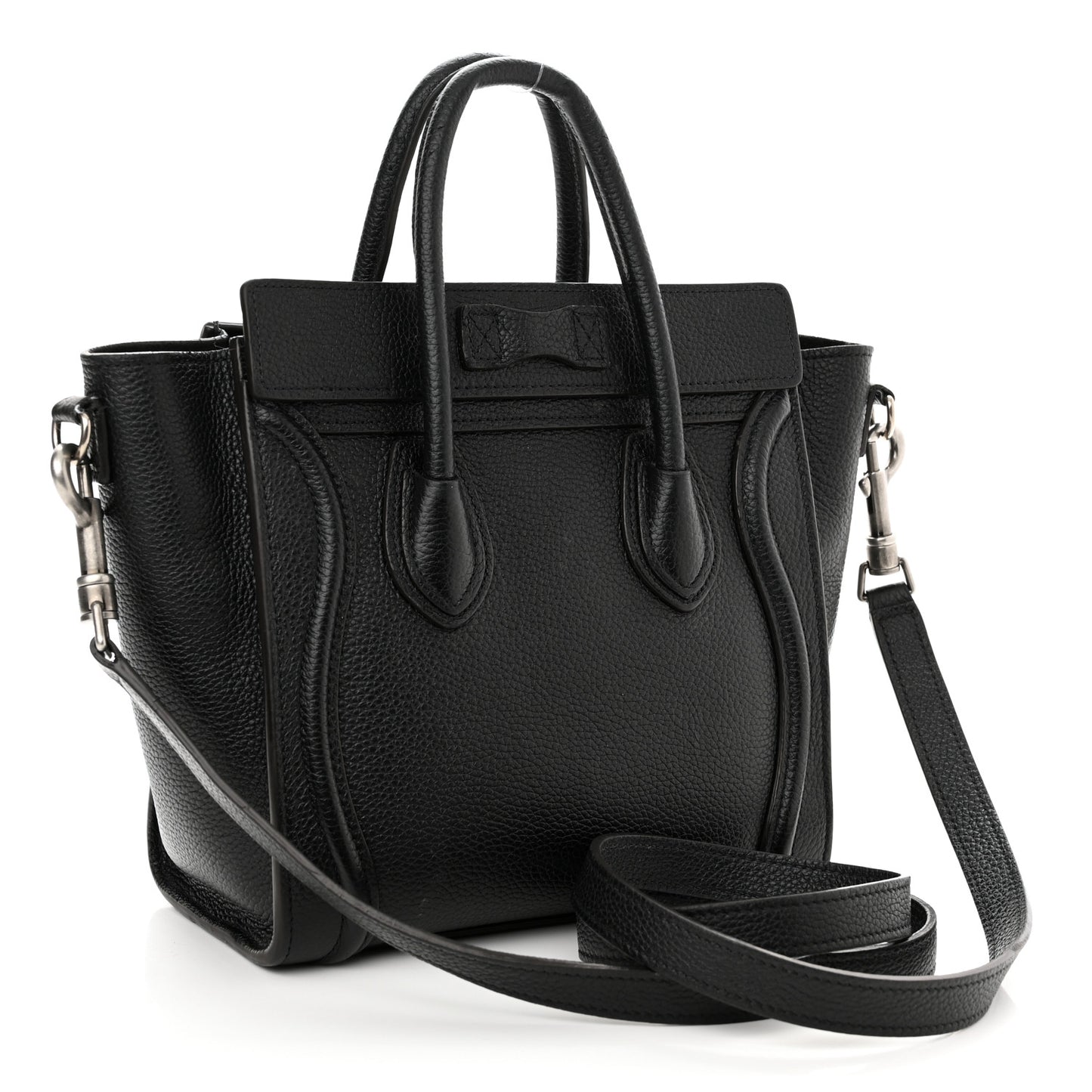 Drummed Calfskin Nano Luggage Black