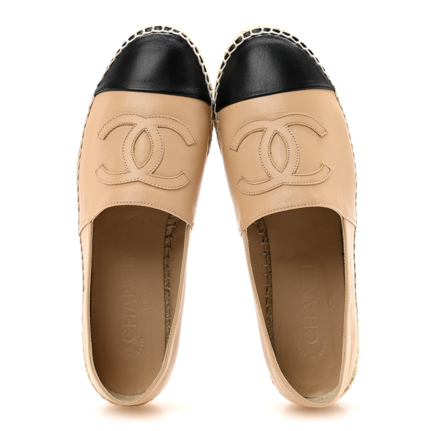 Lambskin CC Espadrilles 38 Beige Black