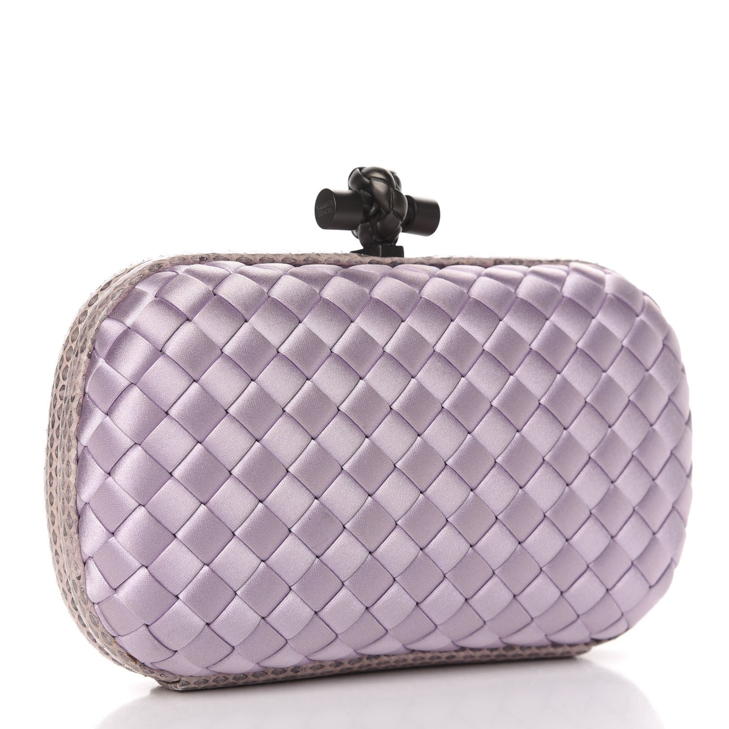 Bottega Veneta Satin Intreccio Impero Ayers Knot Clutch Lilac 3 of 8