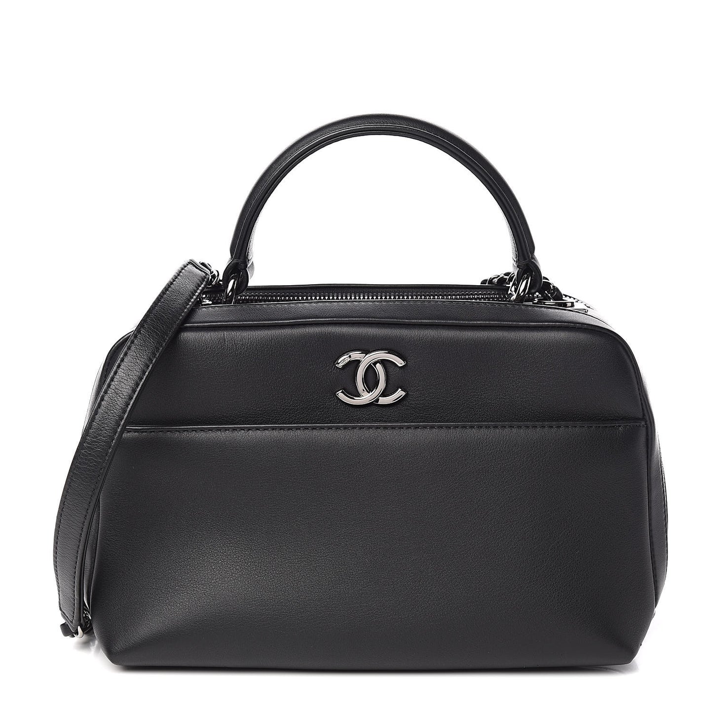 Calfskin Small Trendy CC Bowling Bag Black