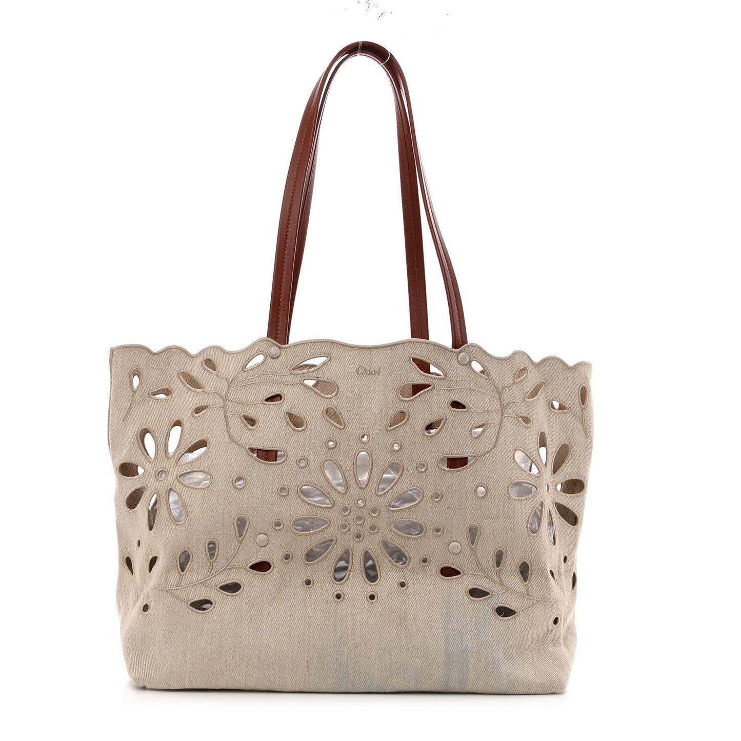 Linen Calfskin Large Kamilla North-South Tote Beige