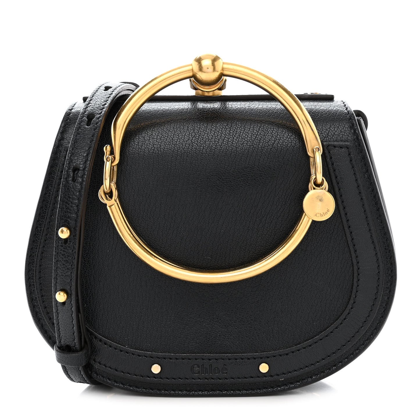 Calfskin Suede Small Nile Bracelet Bag Black
