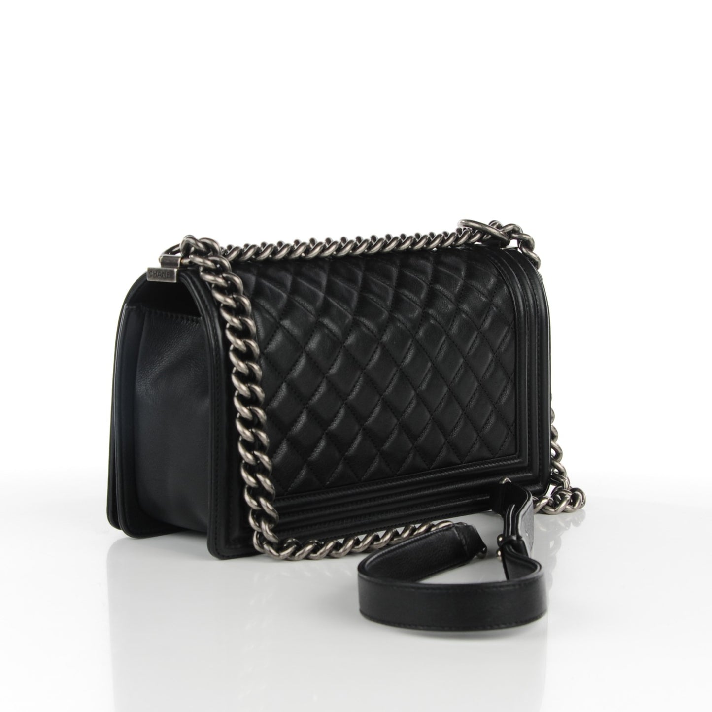 Calfskin Quilted Medium Boy Flap Black