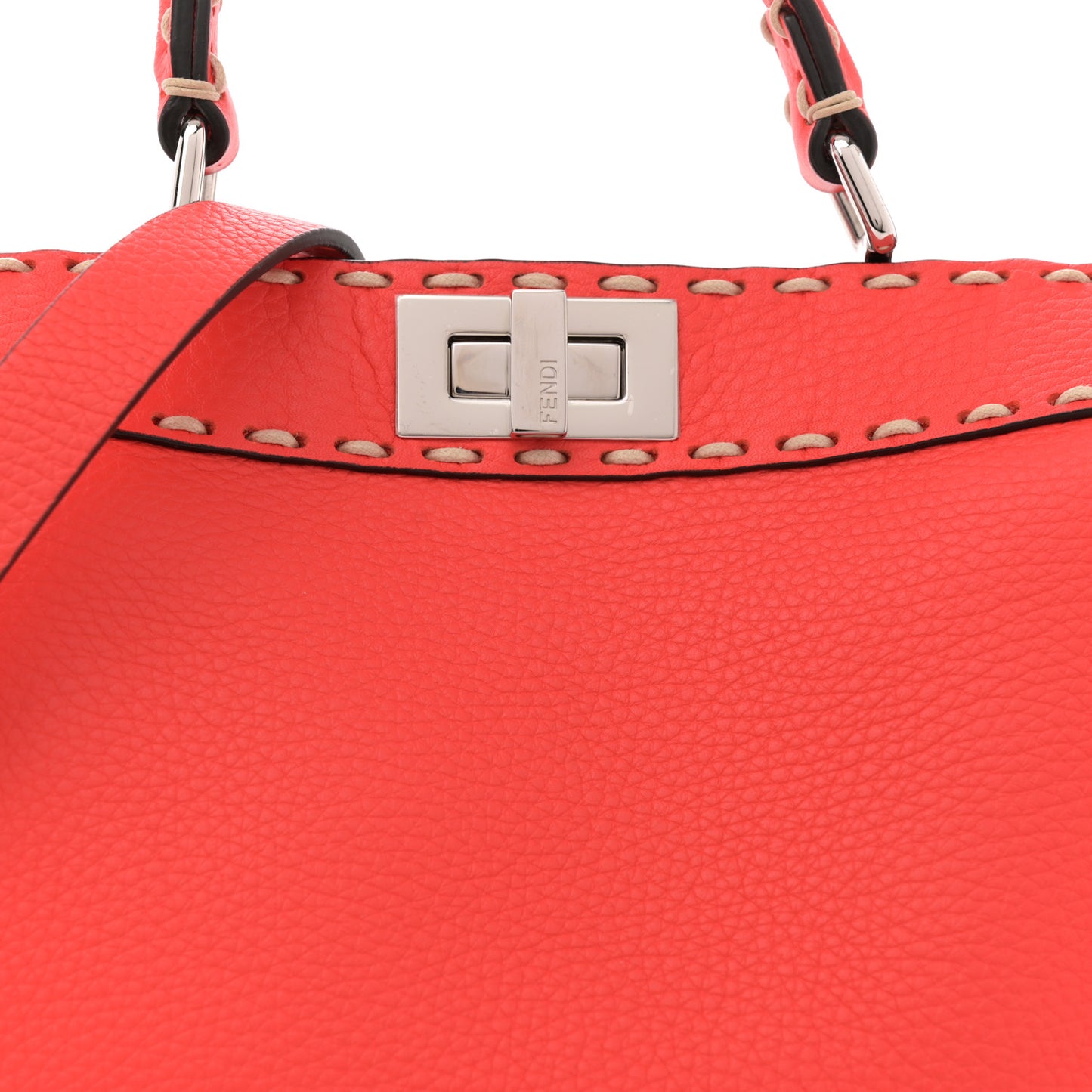 Vitello Granato Camoscio Selleria Macro Stitchings Small Peekaboo I SEE U Satchel Tullipano