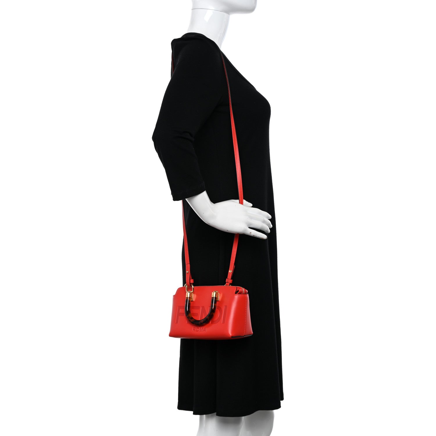 Fendi Vitello King Plexiglass Logo Embossed Mini By The Way Top Handle Boston Bag Papavero 2 of 10