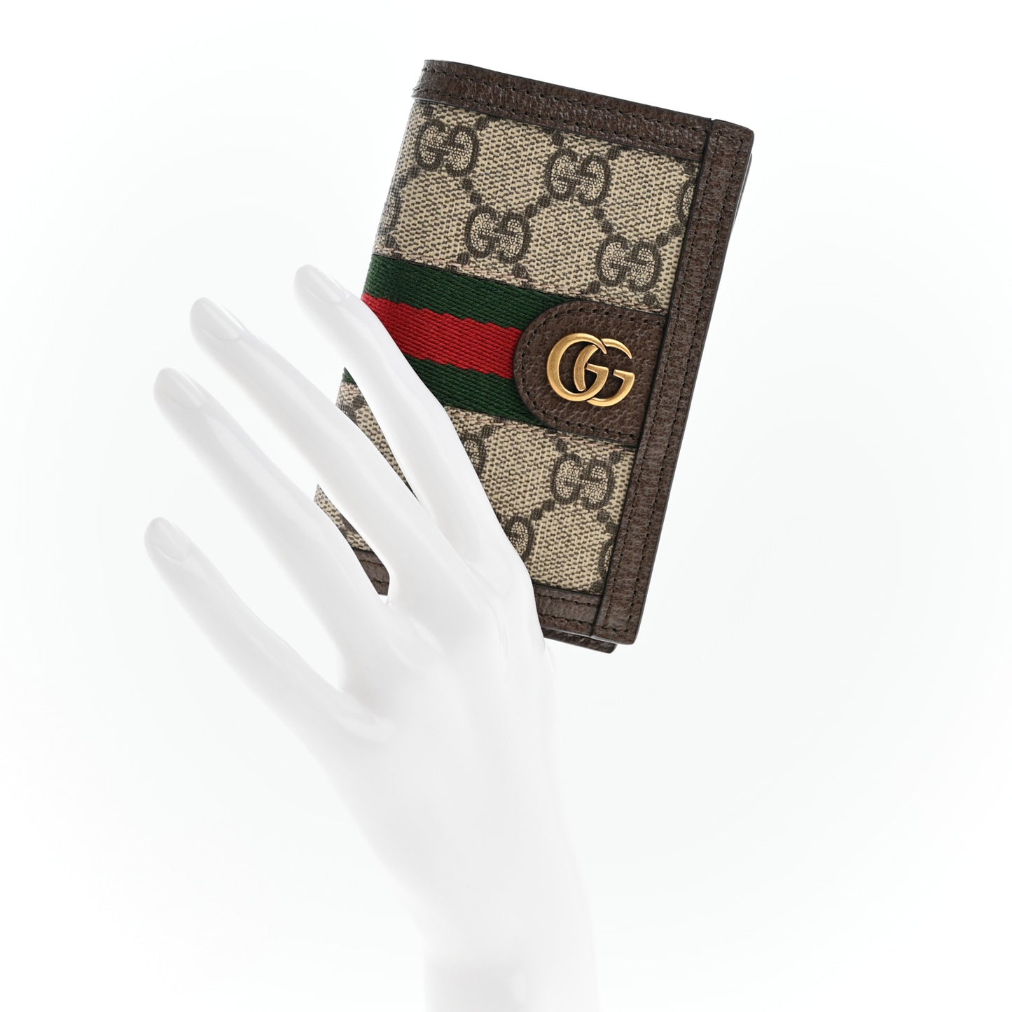 GG Supreme Monogram Web Ophidia Card Case Beige New Acero