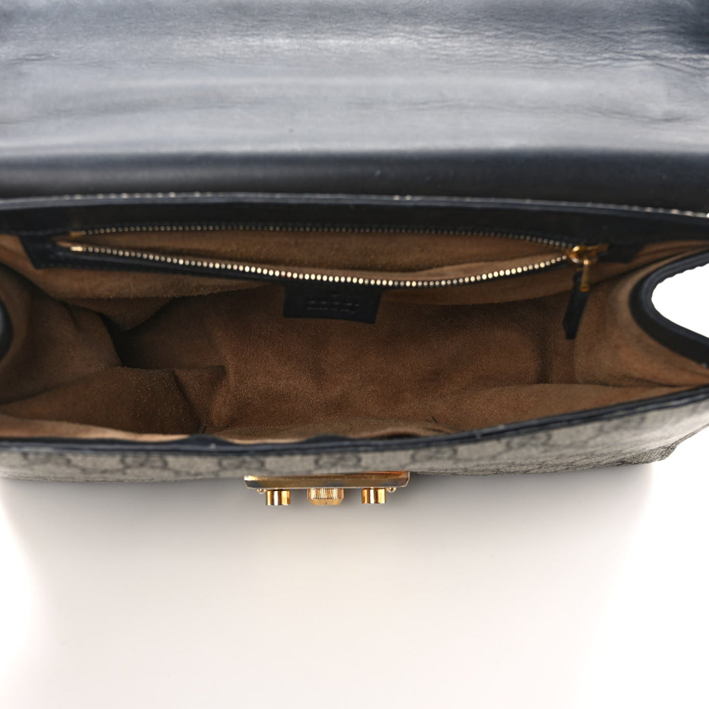 GG Supreme Monogram Calfskin Medium Padlock Shoulder Bag Beige Black Cuir