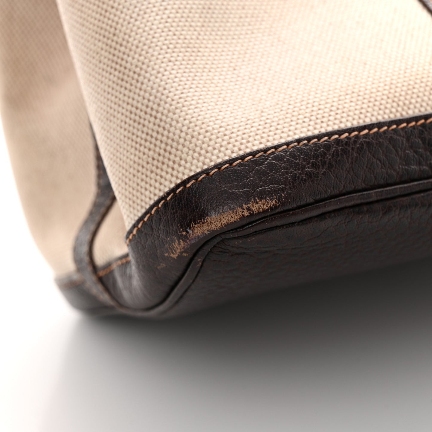 Toile Buffle Gala Garden Party Tote 36 MM Marron Fonce