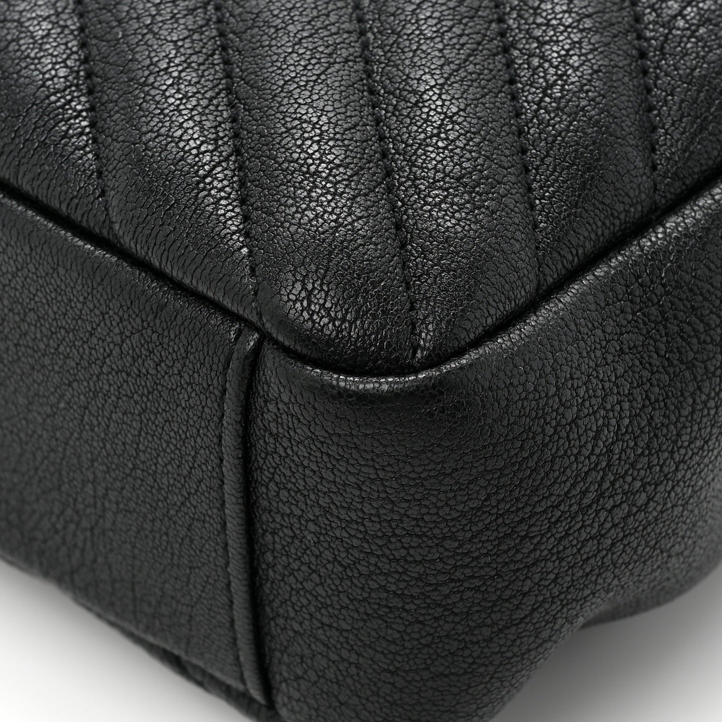 Sheepskin Matelasse Chevron Monogram Medium College Bag Black