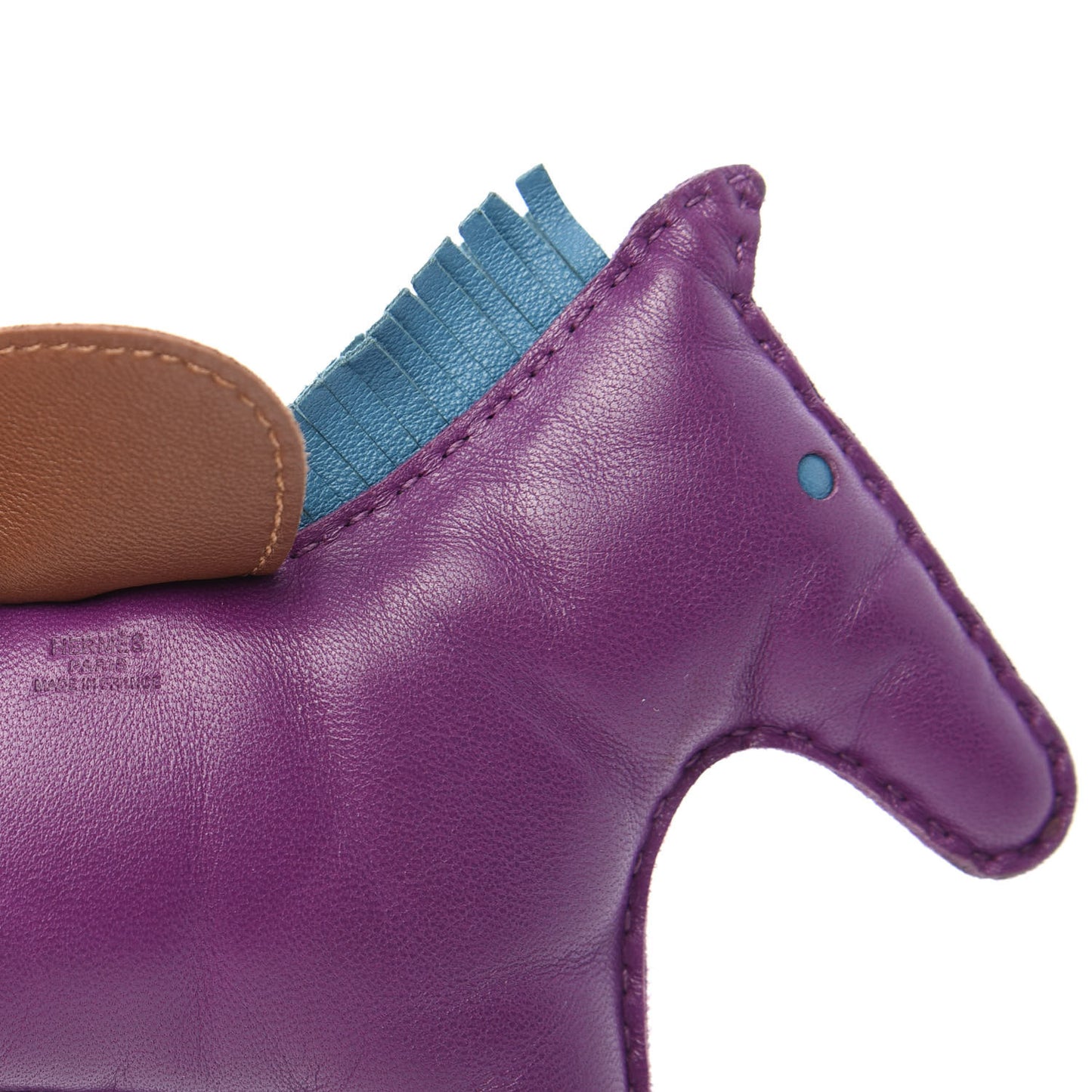 Milo Lambskin Grigri Rodeo Horse Bag Charm GM Anemone Bleu Izmir Fauve