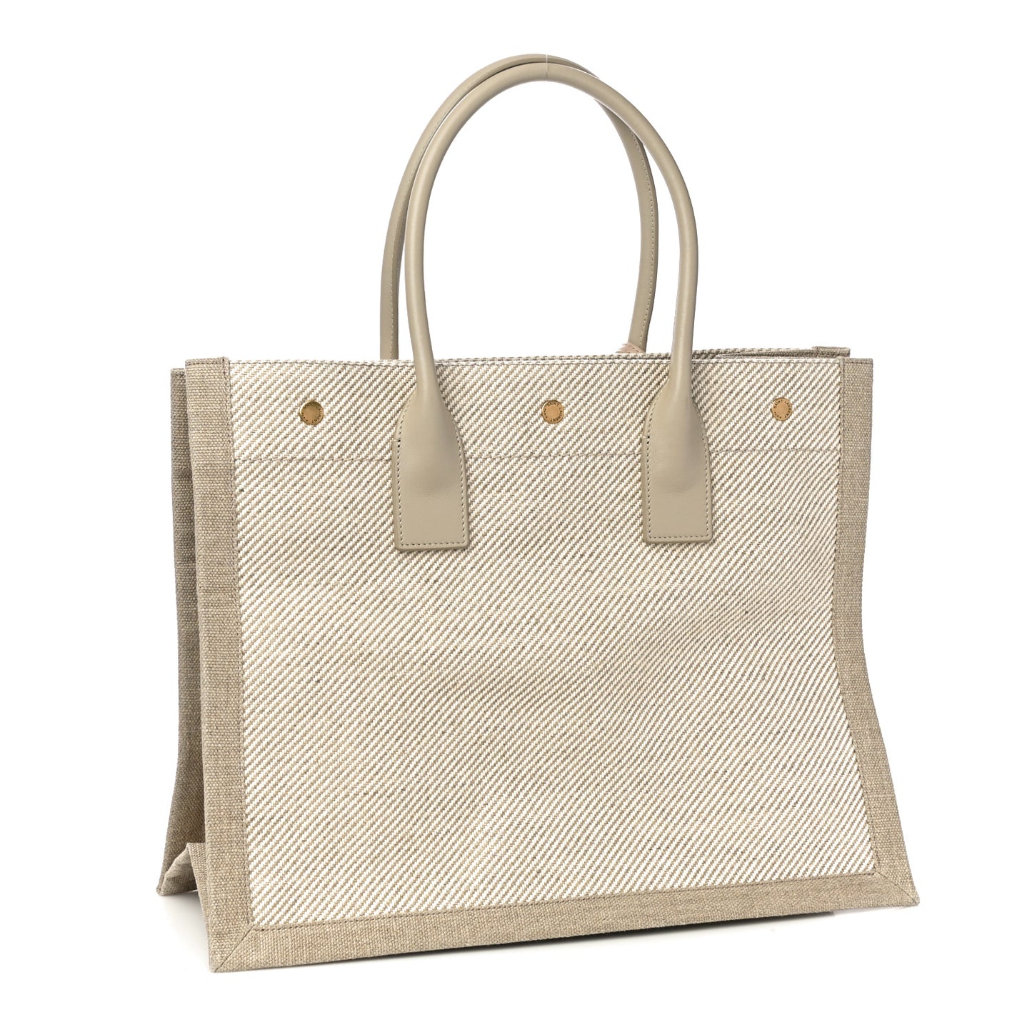 Linen Calfskin Small Rive Gauche Tote Beige Sea Salt
