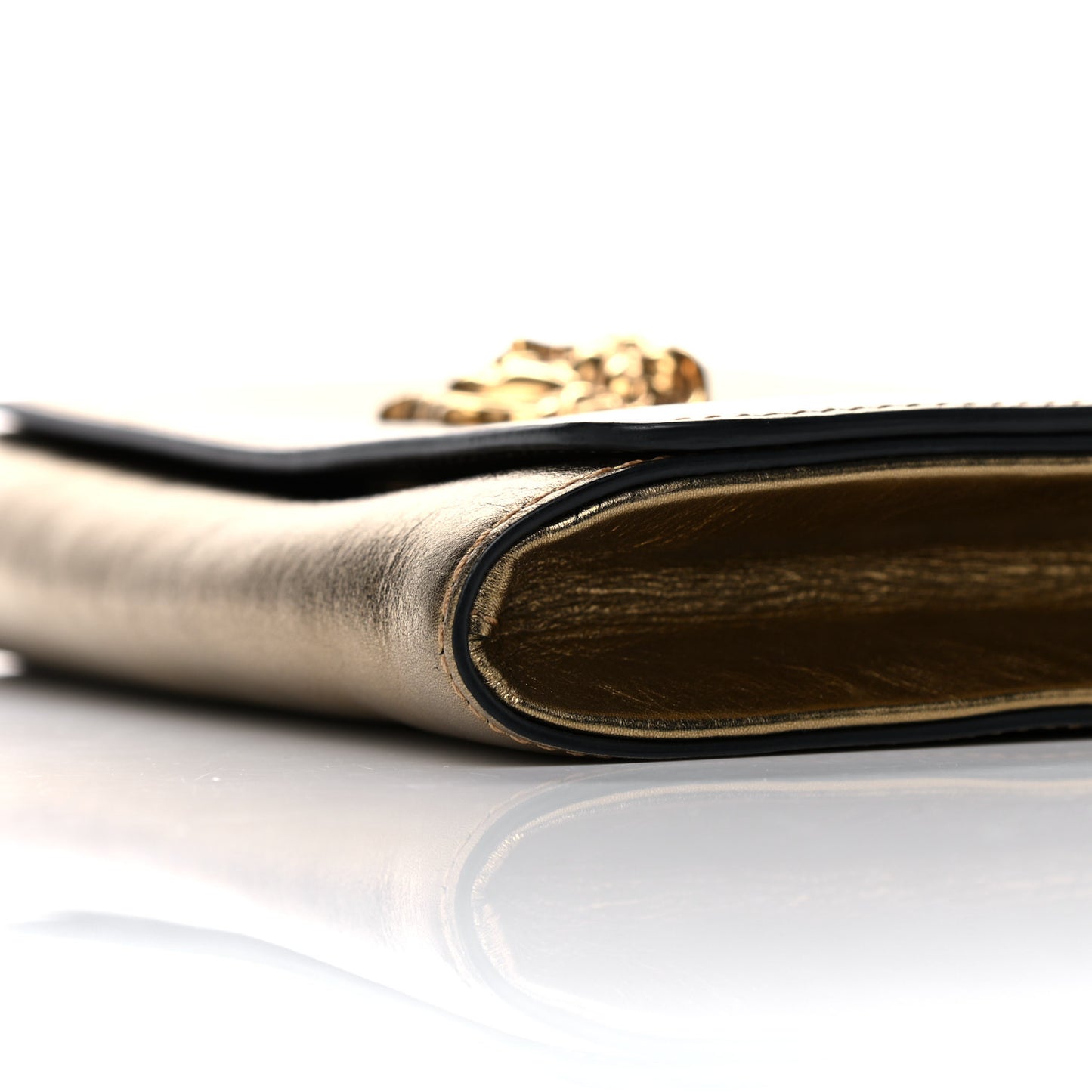 Metallic Vitello Palazzo Medusa Evening Clutch Bag Gold