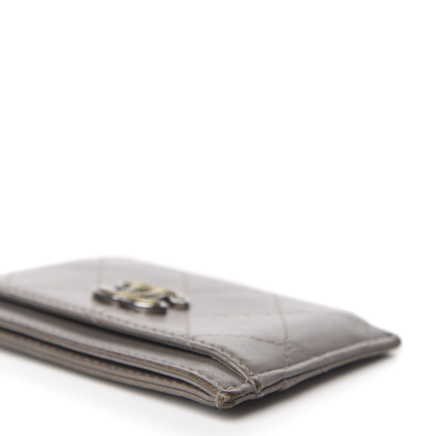 Lambskin Quilted CC Card Holder Dark Grey