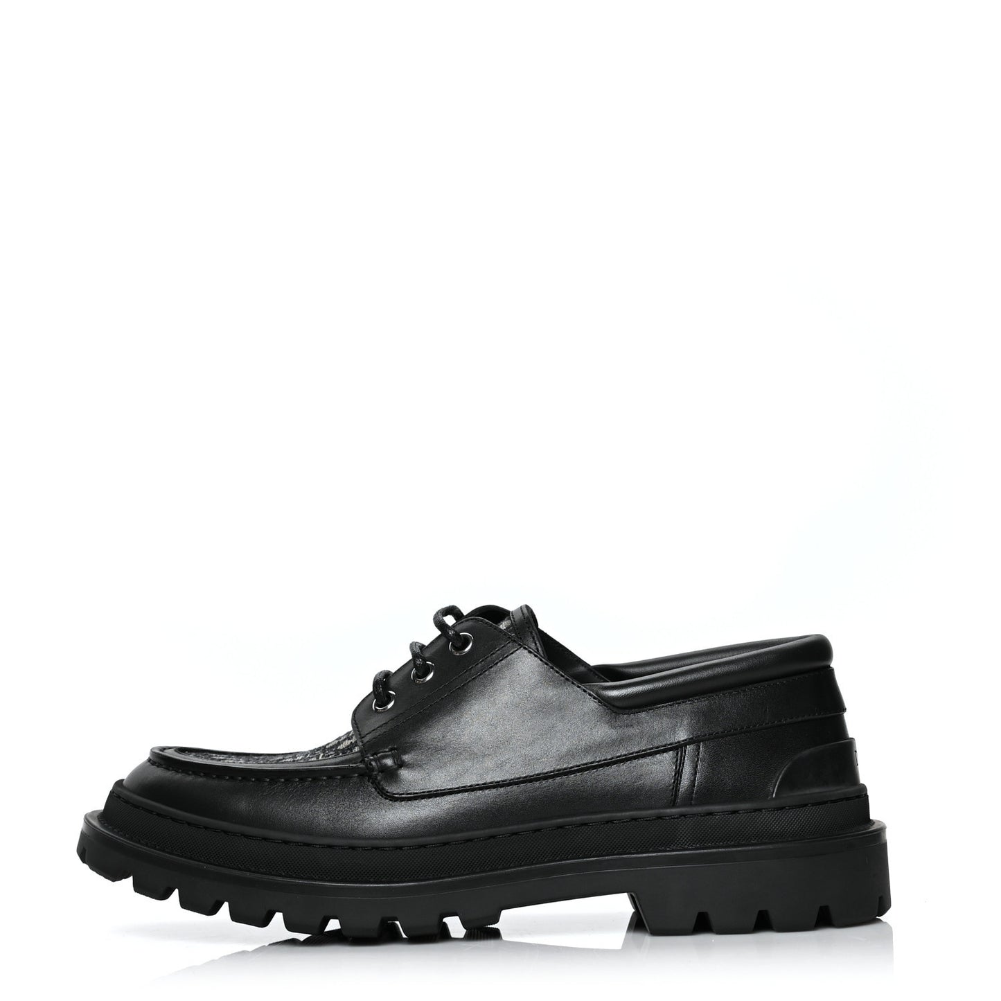Nubuck Calfskin Oblique Explorer Boat Shoe 40 Black Beige